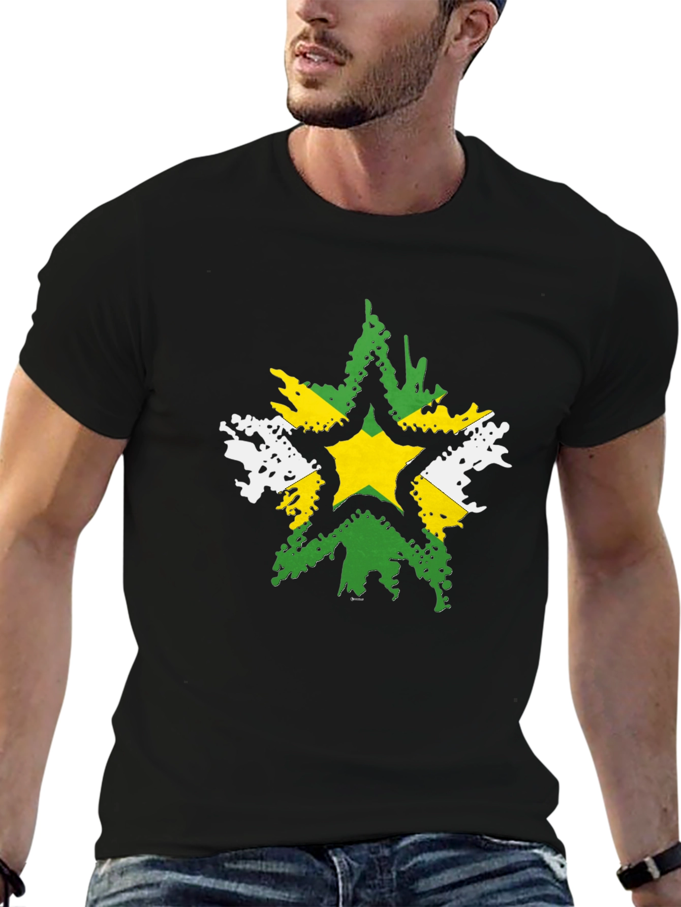 Distressed Star Graphic Black T-Shirt