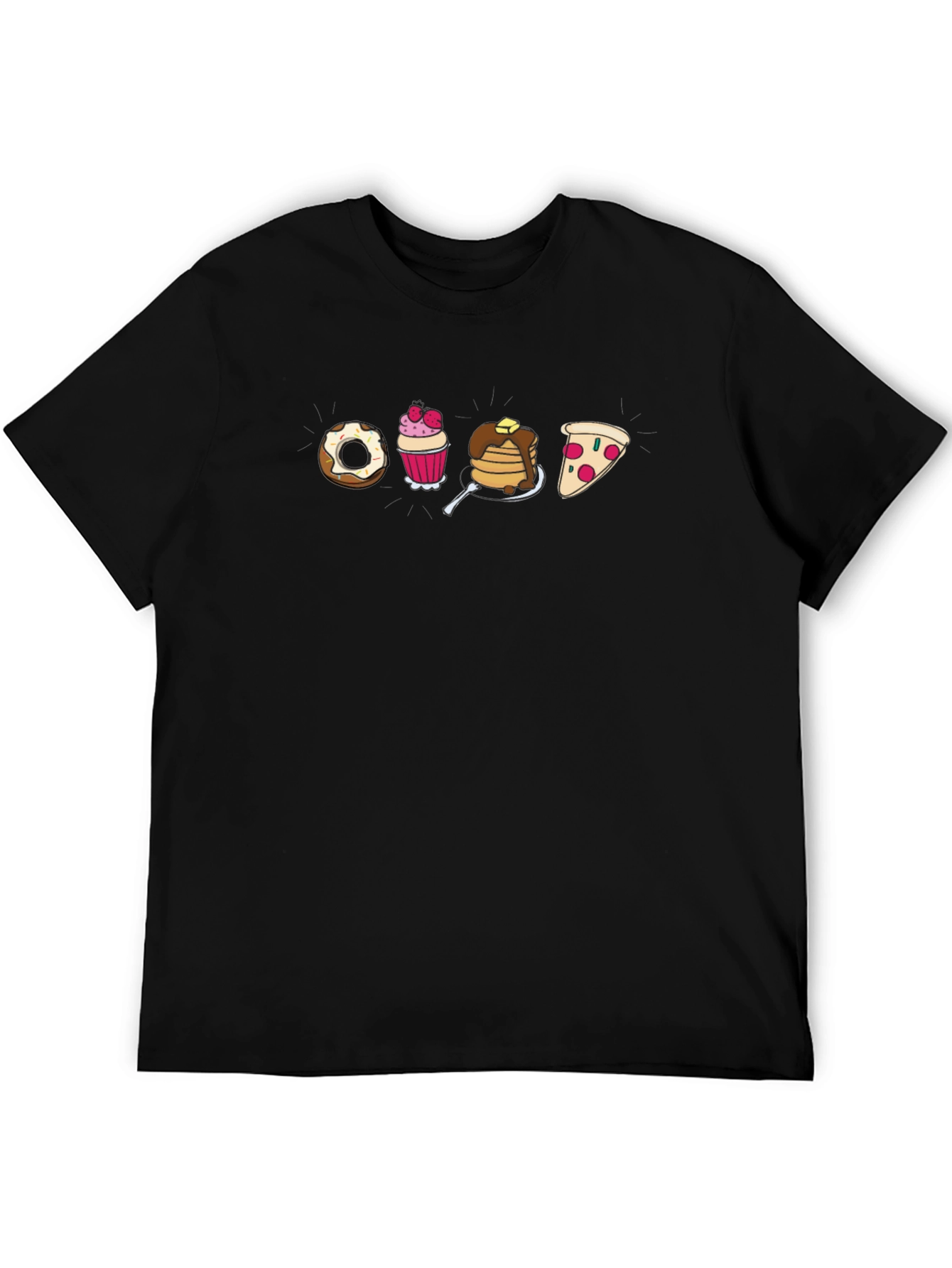Cartoon Food T-Shirt: Donut Cupcake Pancakes Pizza