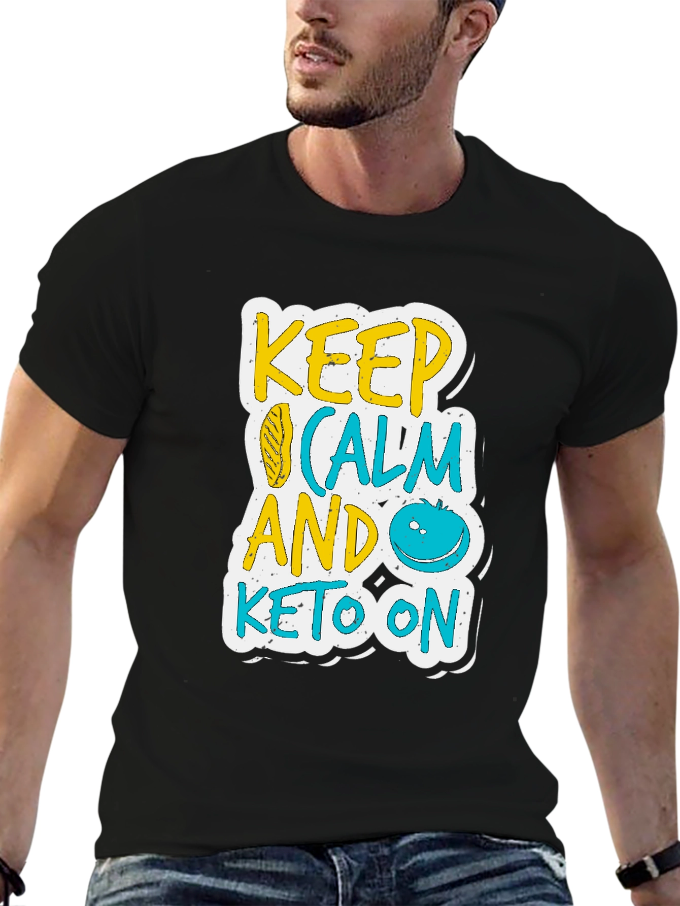 Keep Calm and Keto On Black T-Shirt