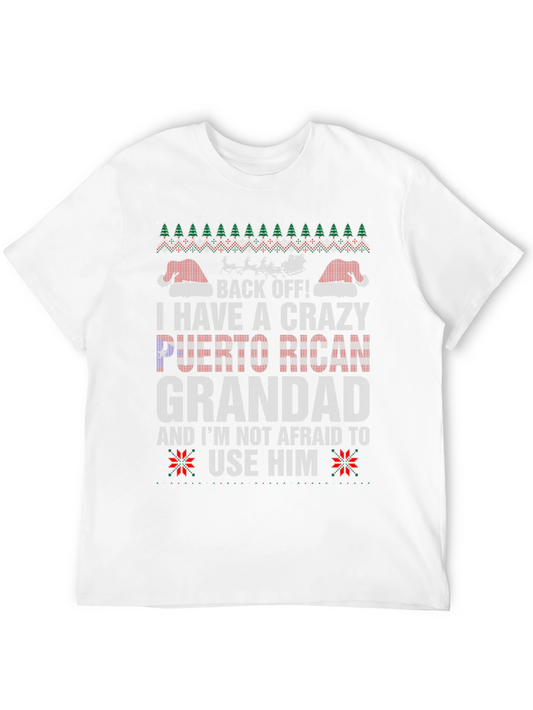 Crazy Puerto Rican Grandad Ugly Christmas T-Shirt