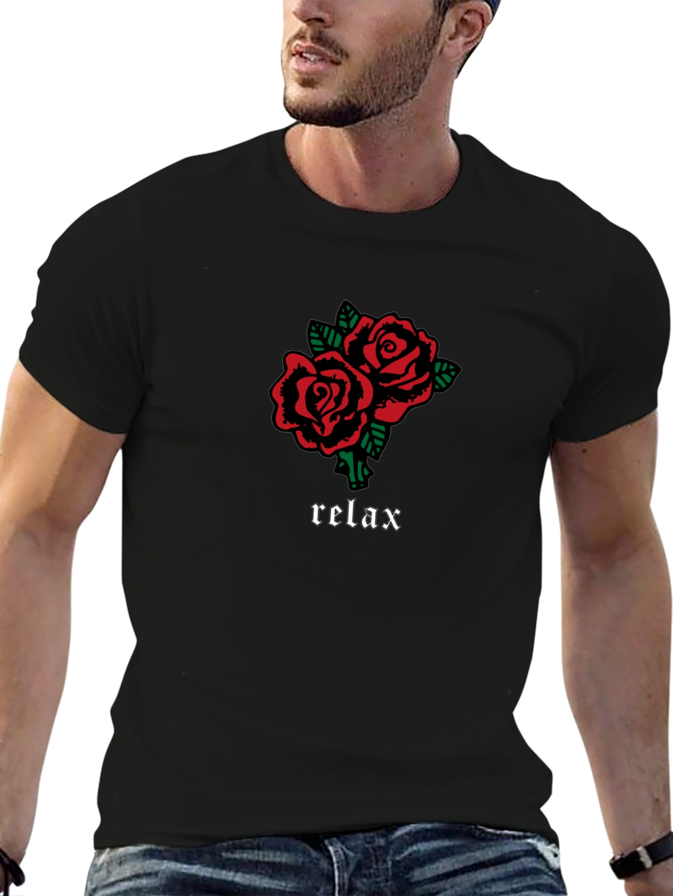 Relax Roses Graphic Tee - Soft Cotton Blend Shirt