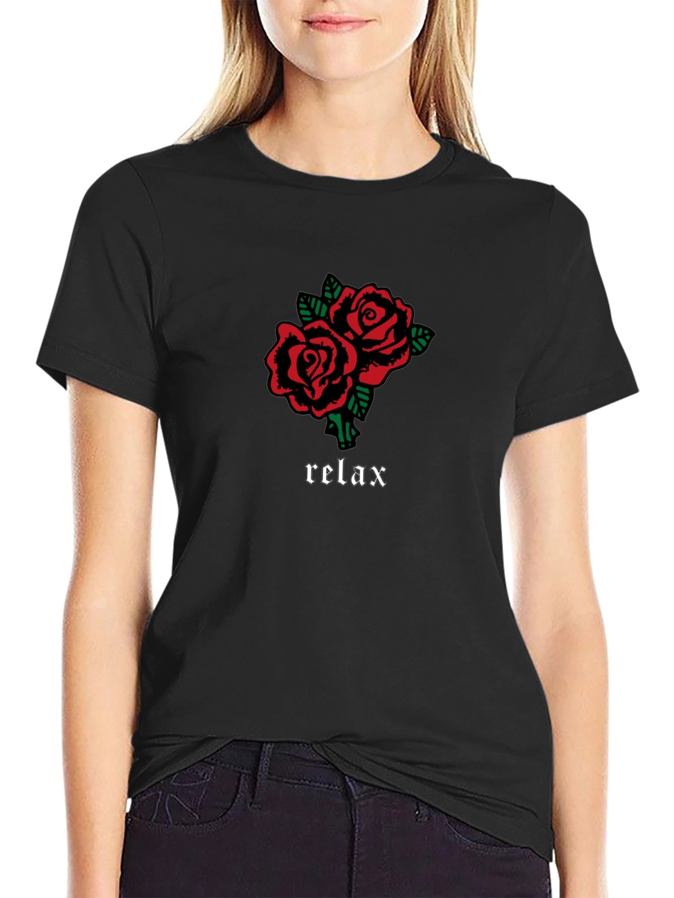 Relax Roses Graphic Tee - Soft Cotton Blend Shirt
