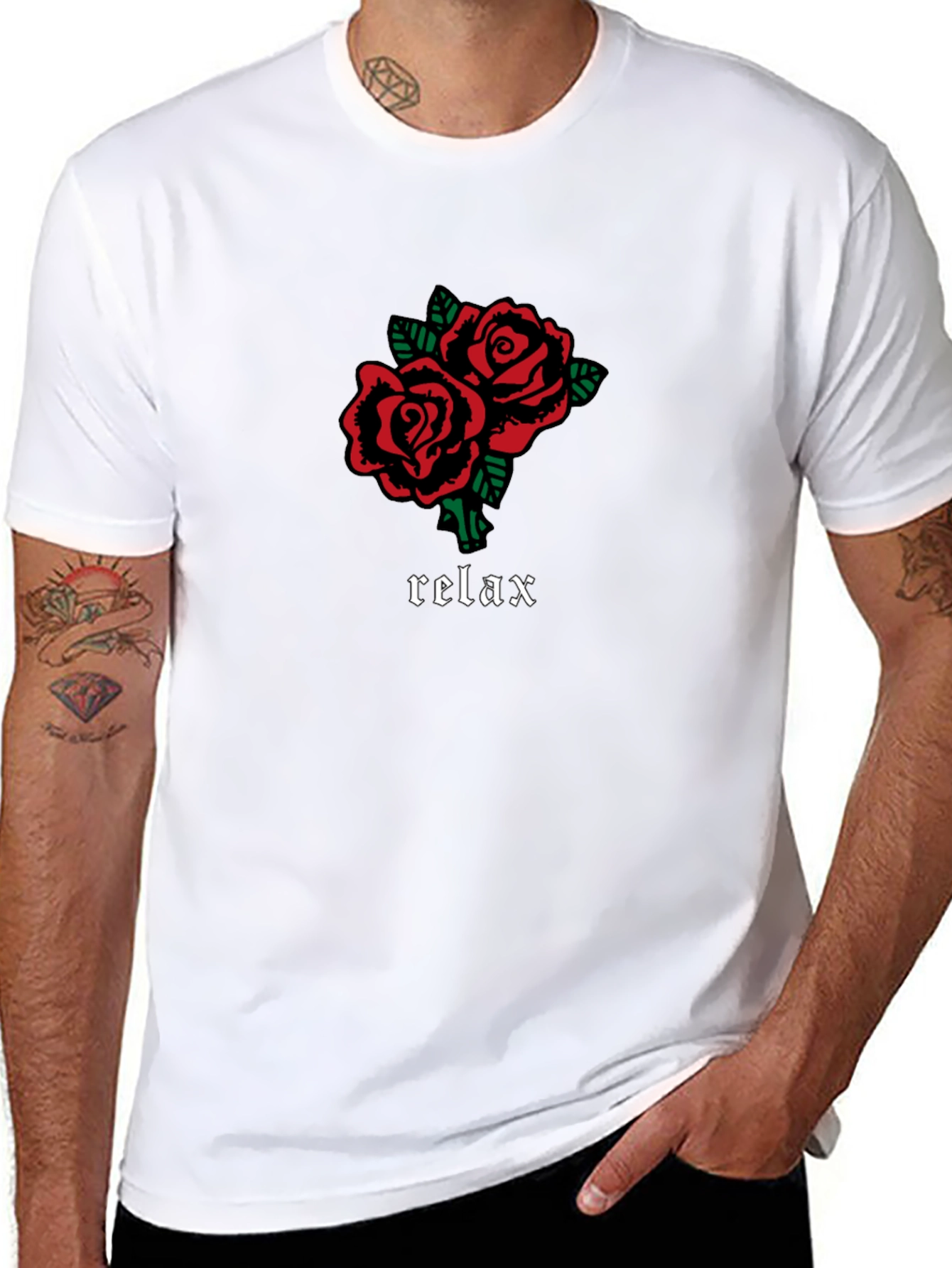 Relax Roses Graphic Tee - Soft Cotton Blend Shirt
