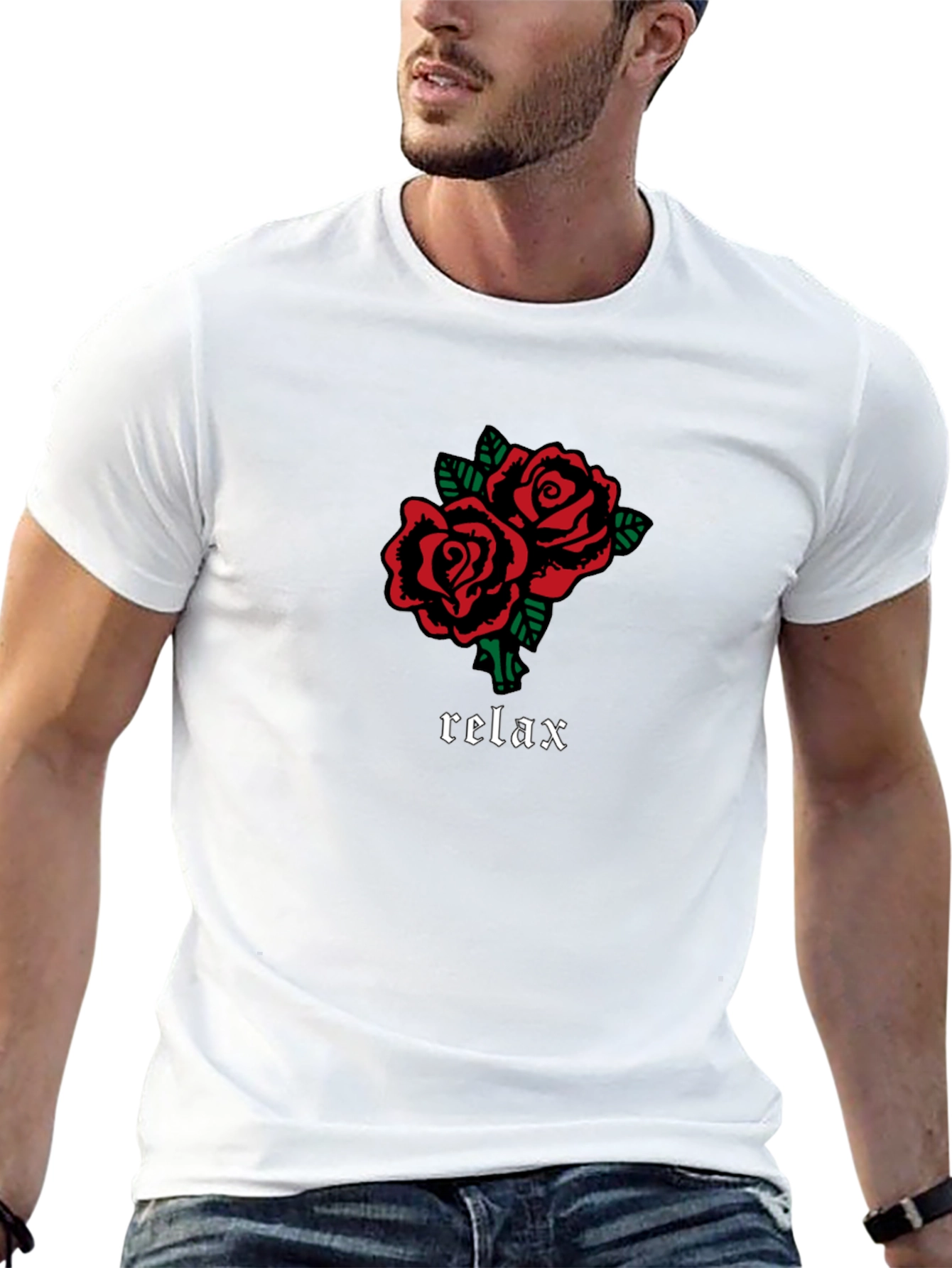 Relax Roses Graphic Tee - Soft Cotton Blend Shirt