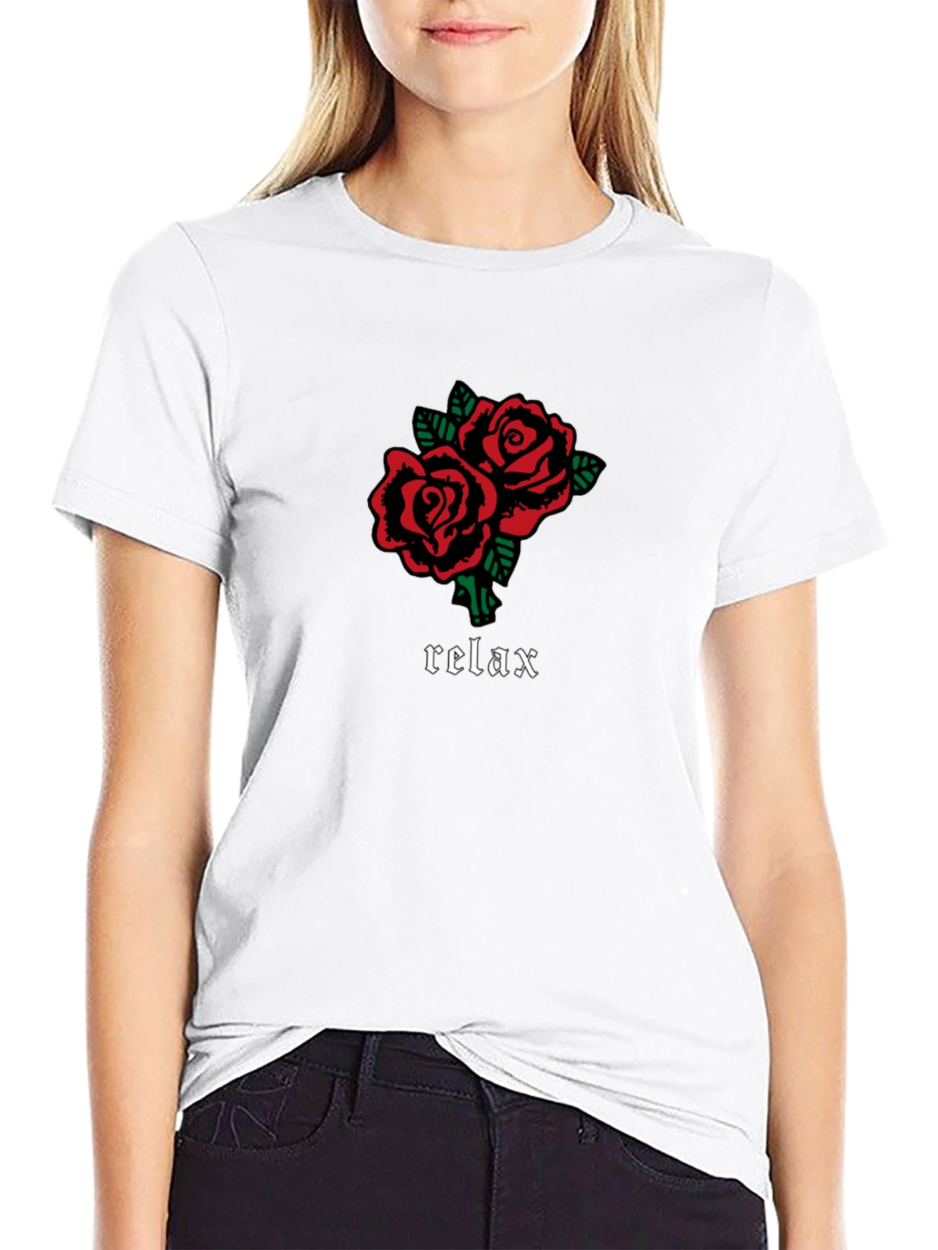 Relax Roses Graphic Tee - Soft Cotton Blend Shirt