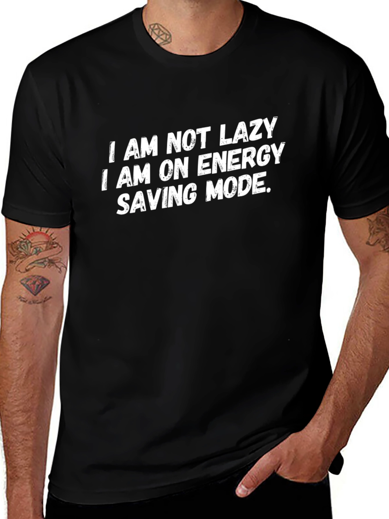 Funny Im Not Lazy Energy Saving Mode Black T-Shirt