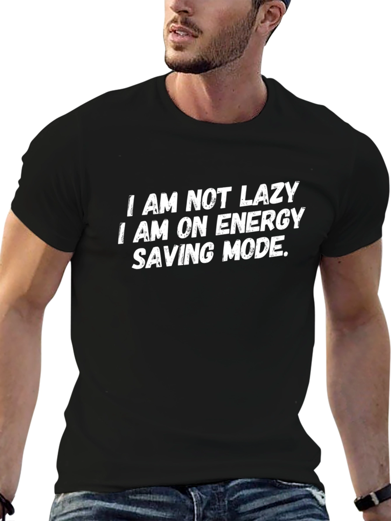 Funny Im Not Lazy Energy Saving Mode Black T-Shirt