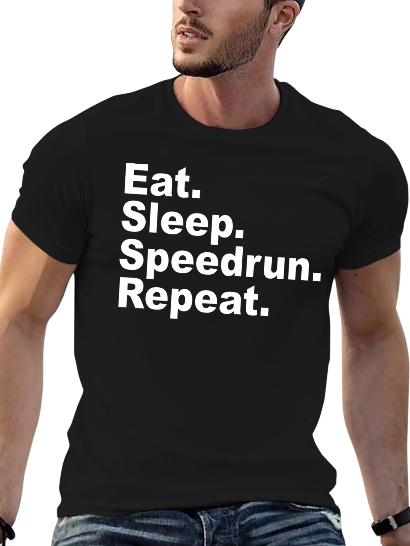 Eat Sleep Speedrun Repeat Black T-Shirt
