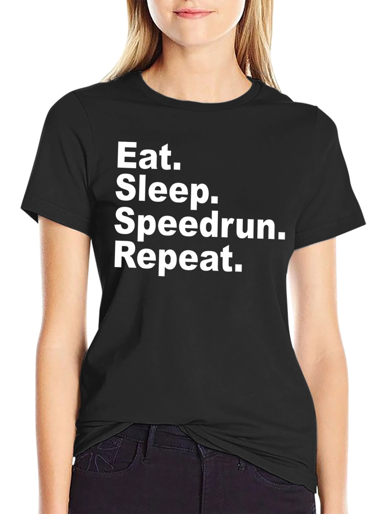 Eat Sleep Speedrun Repeat Black T-Shirt