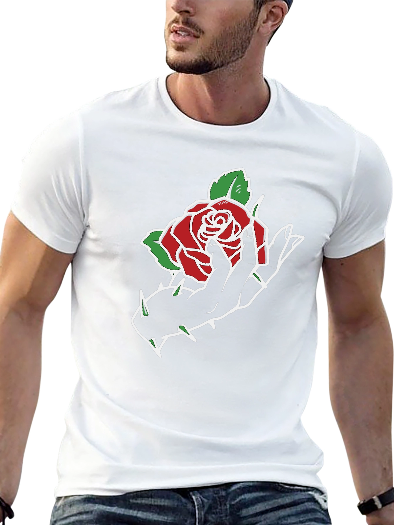Rose Hand Graphic Black T-Shirt