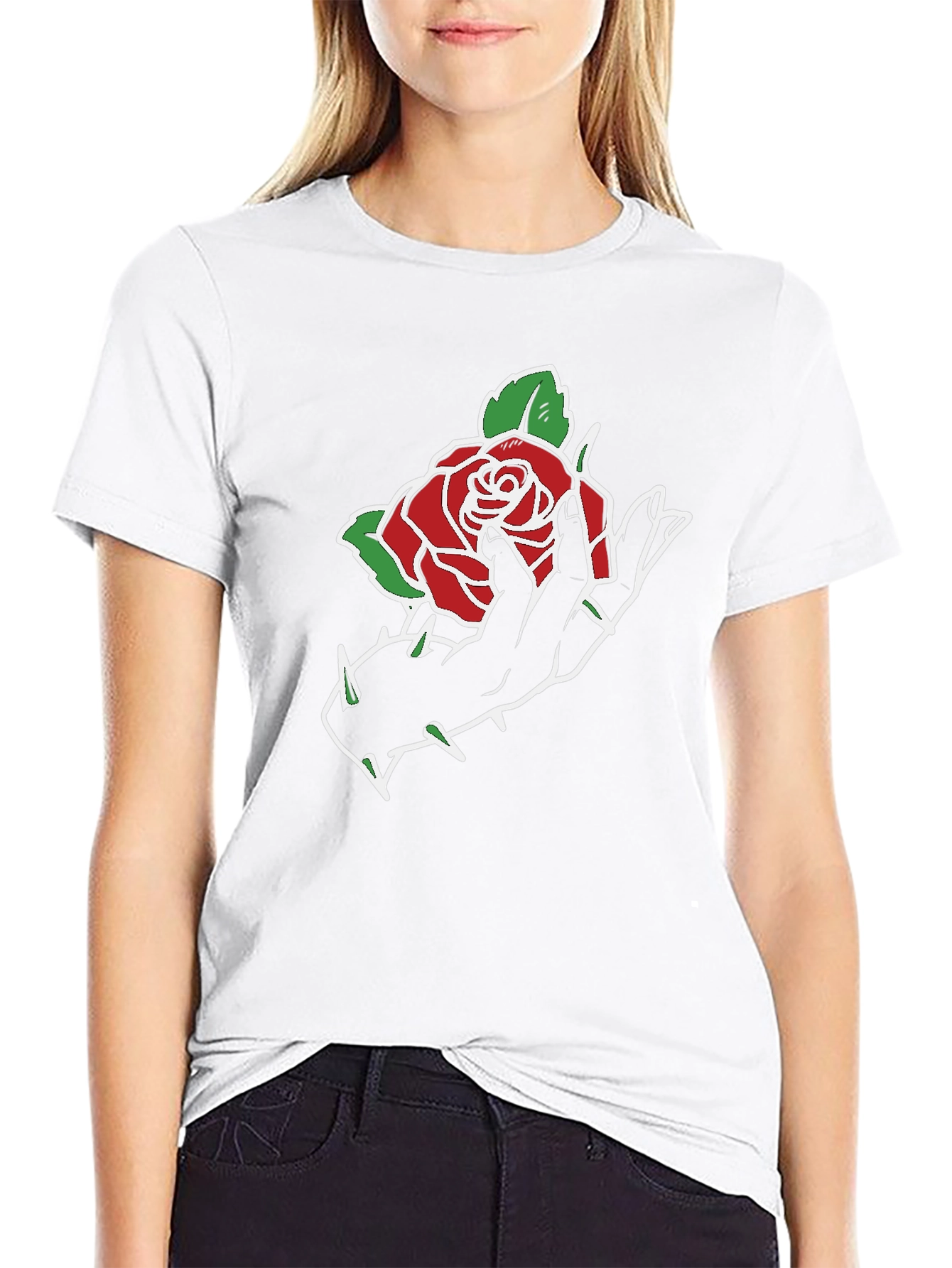 Rose Hand Graphic Black T-Shirt