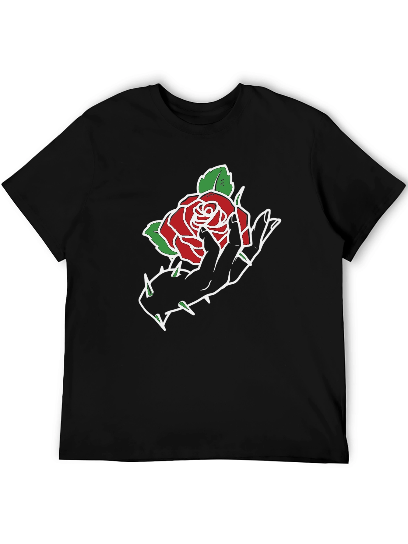 Rose Hand Graphic Black T-Shirt