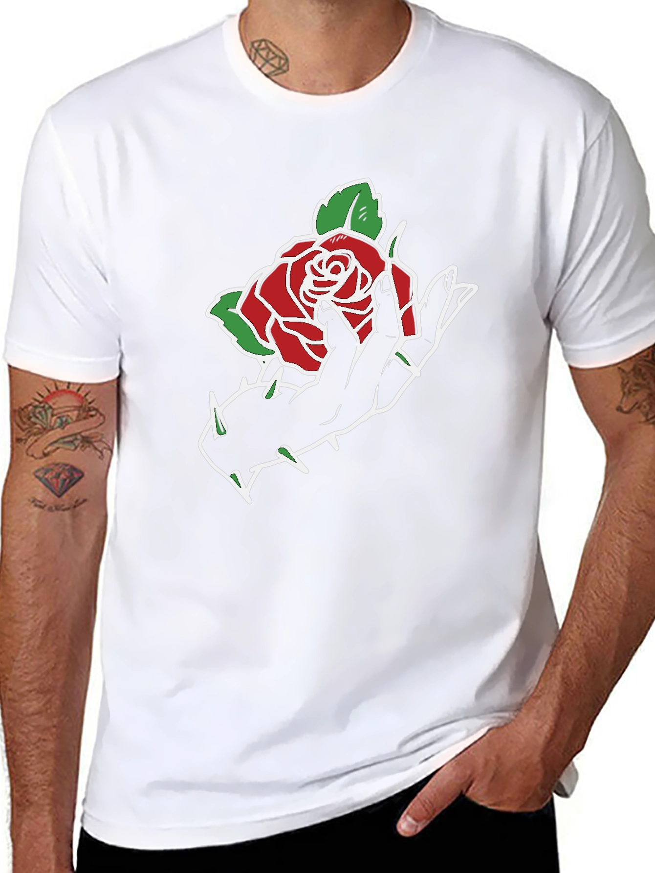 Rose Hand Graphic Black T-Shirt