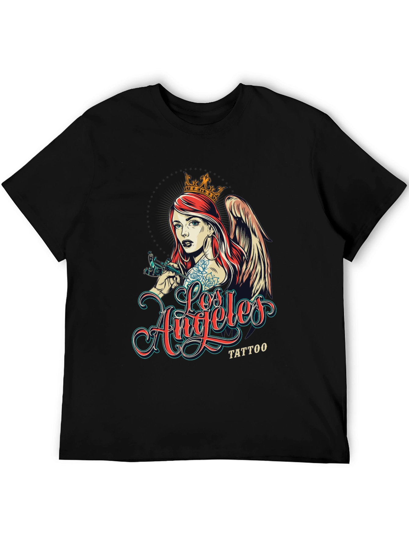 Los Angeles Tattoo Angel Black T-Shirt