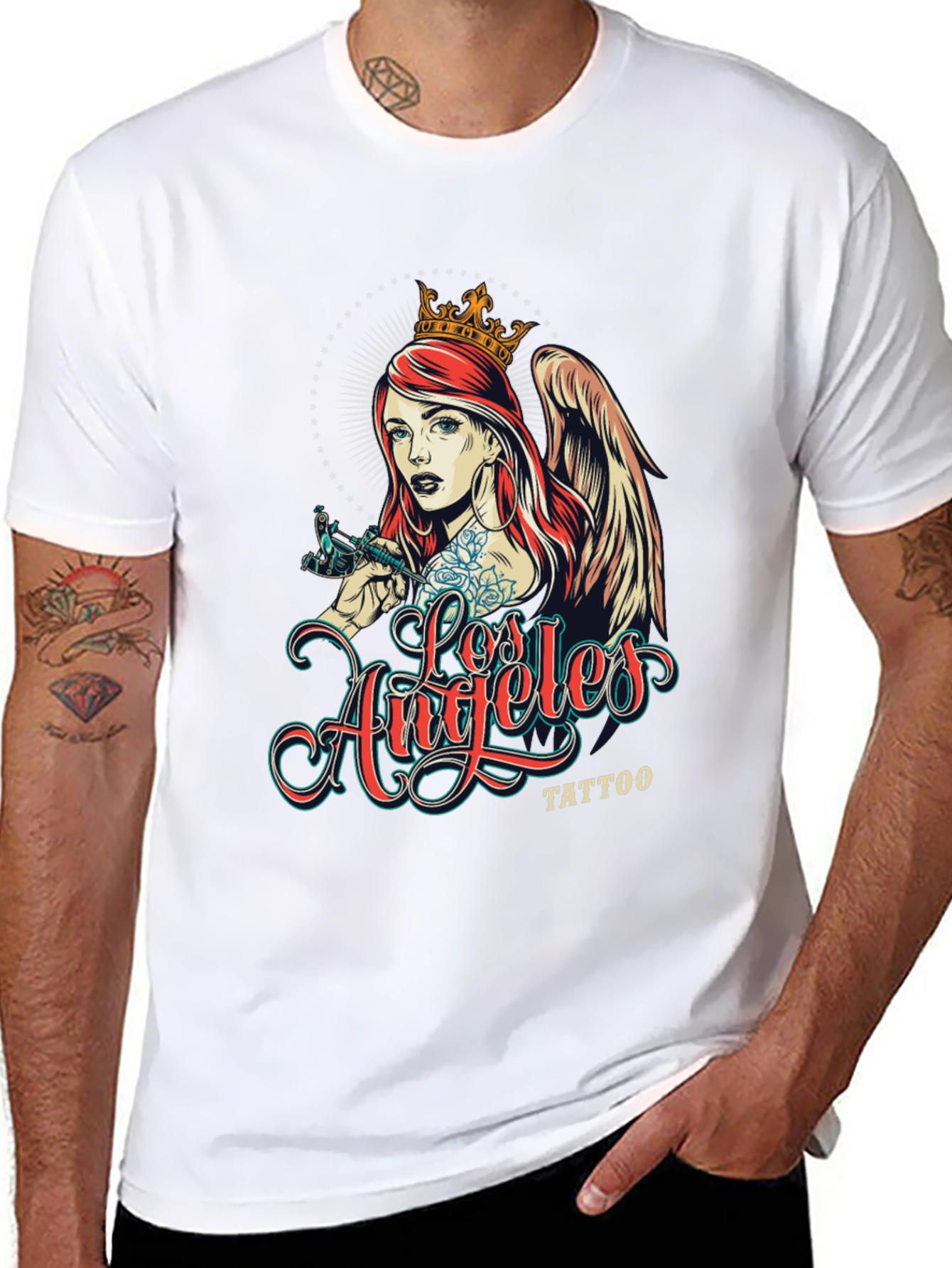Los Angeles Tattoo Angel Black T-Shirt
