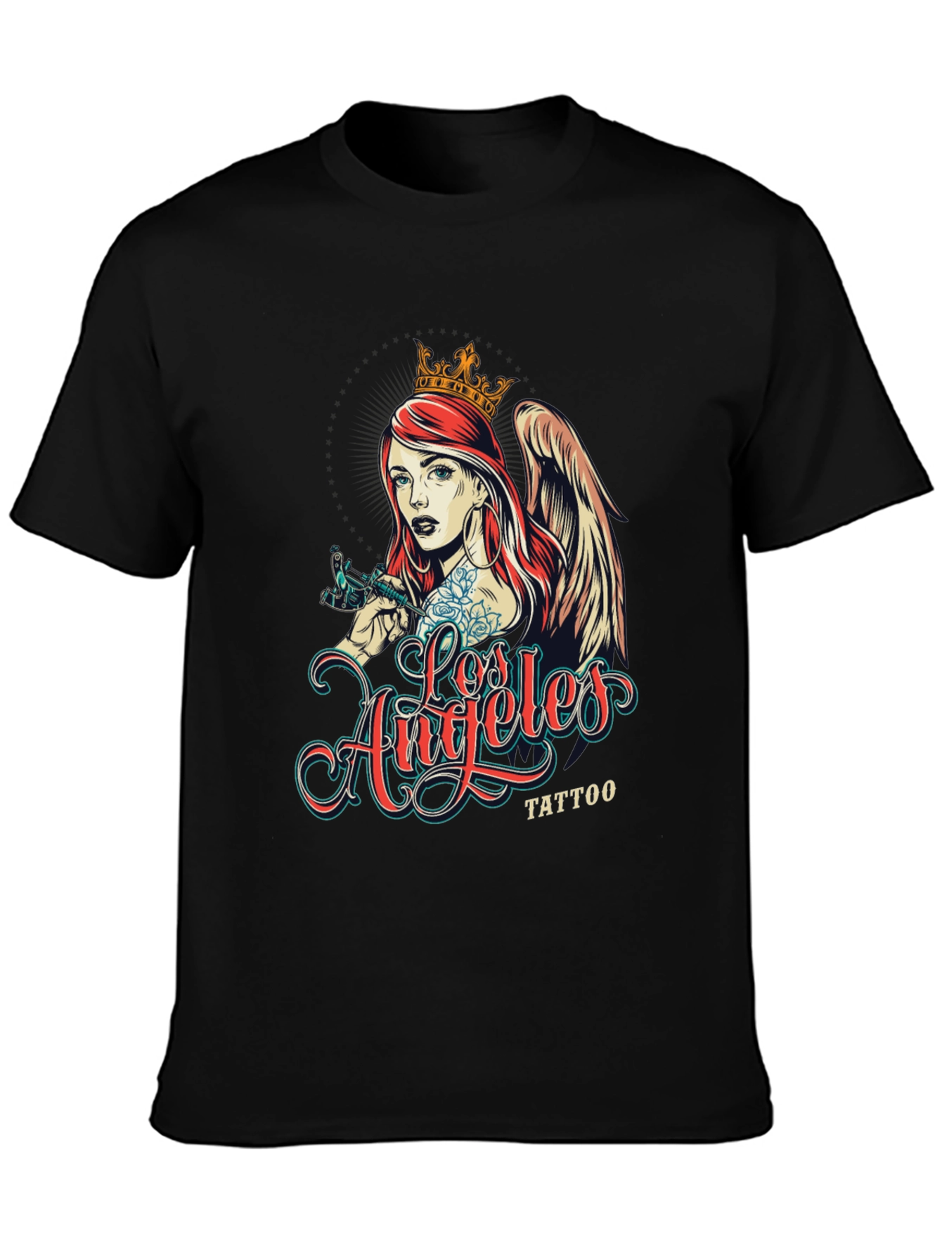 Los Angeles Tattoo Angel Black T-Shirt