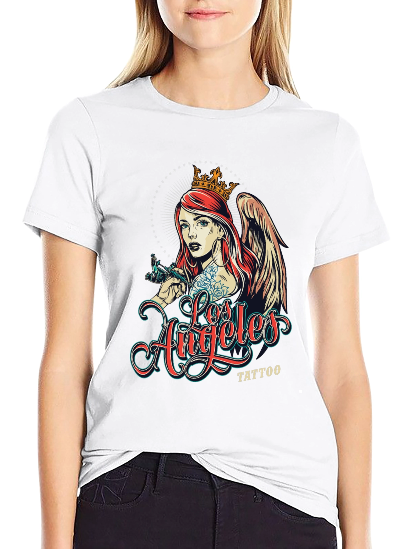 Los Angeles Tattoo Angel Black T-Shirt