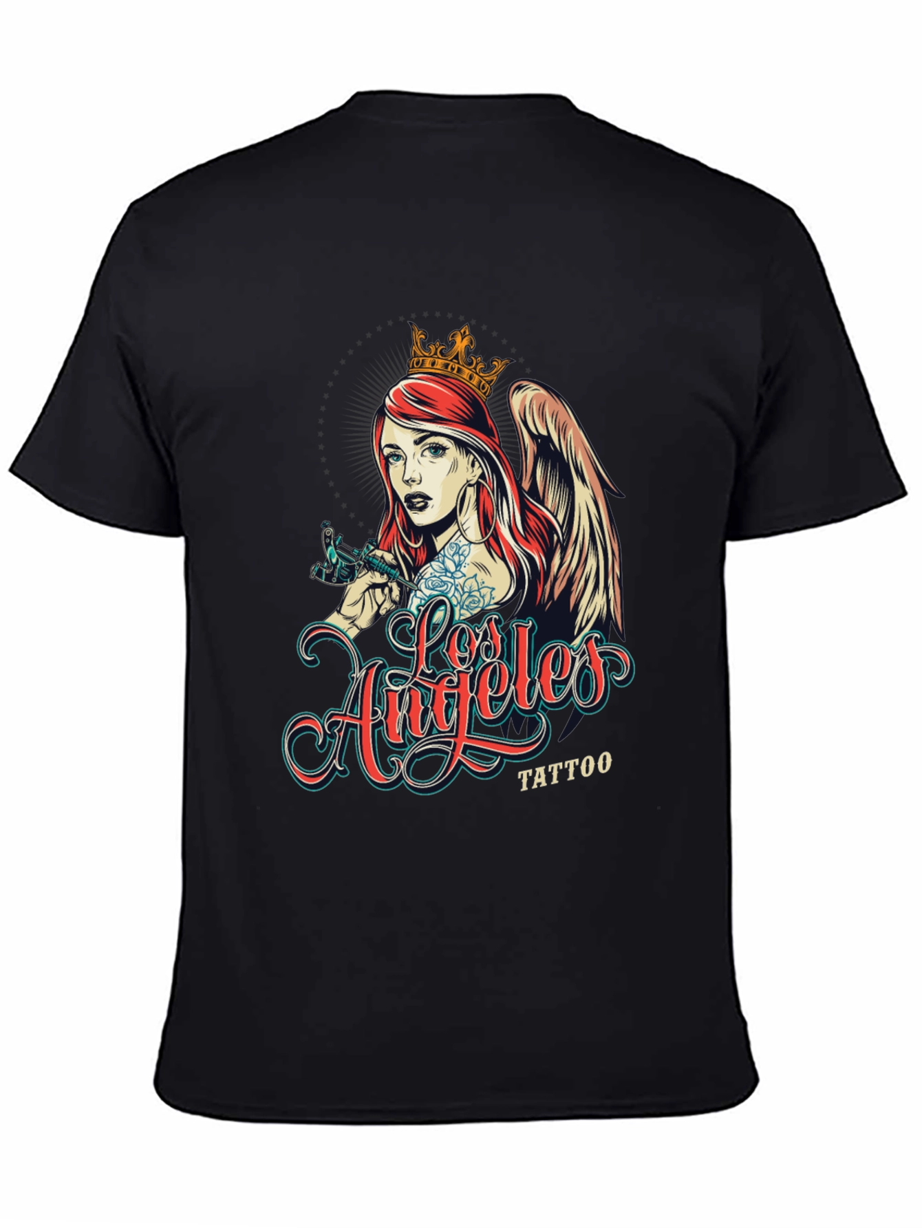 Los Angeles Tattoo Angel Black T-Shirt