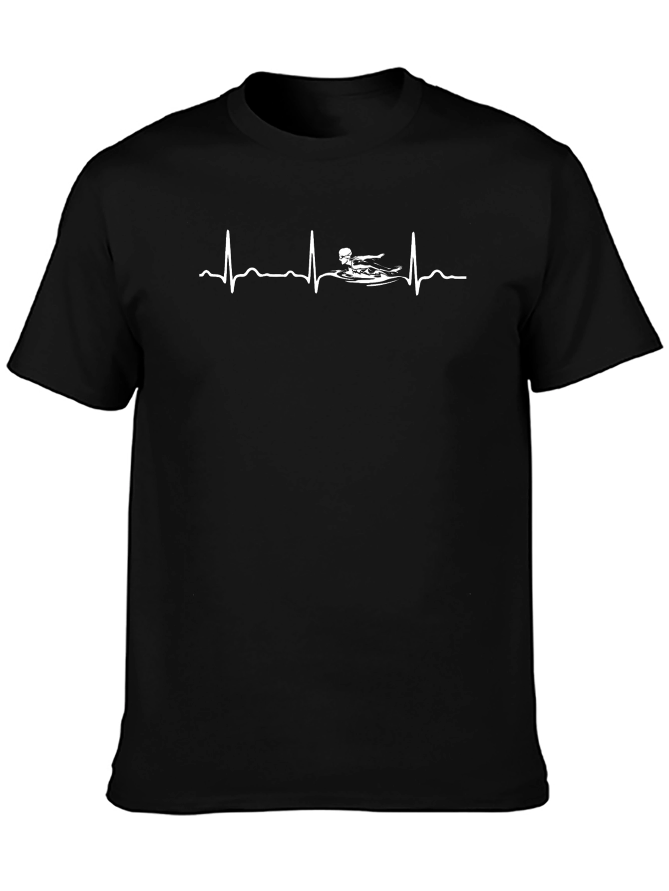 Swimmer Heartbeat Black T-Shirt