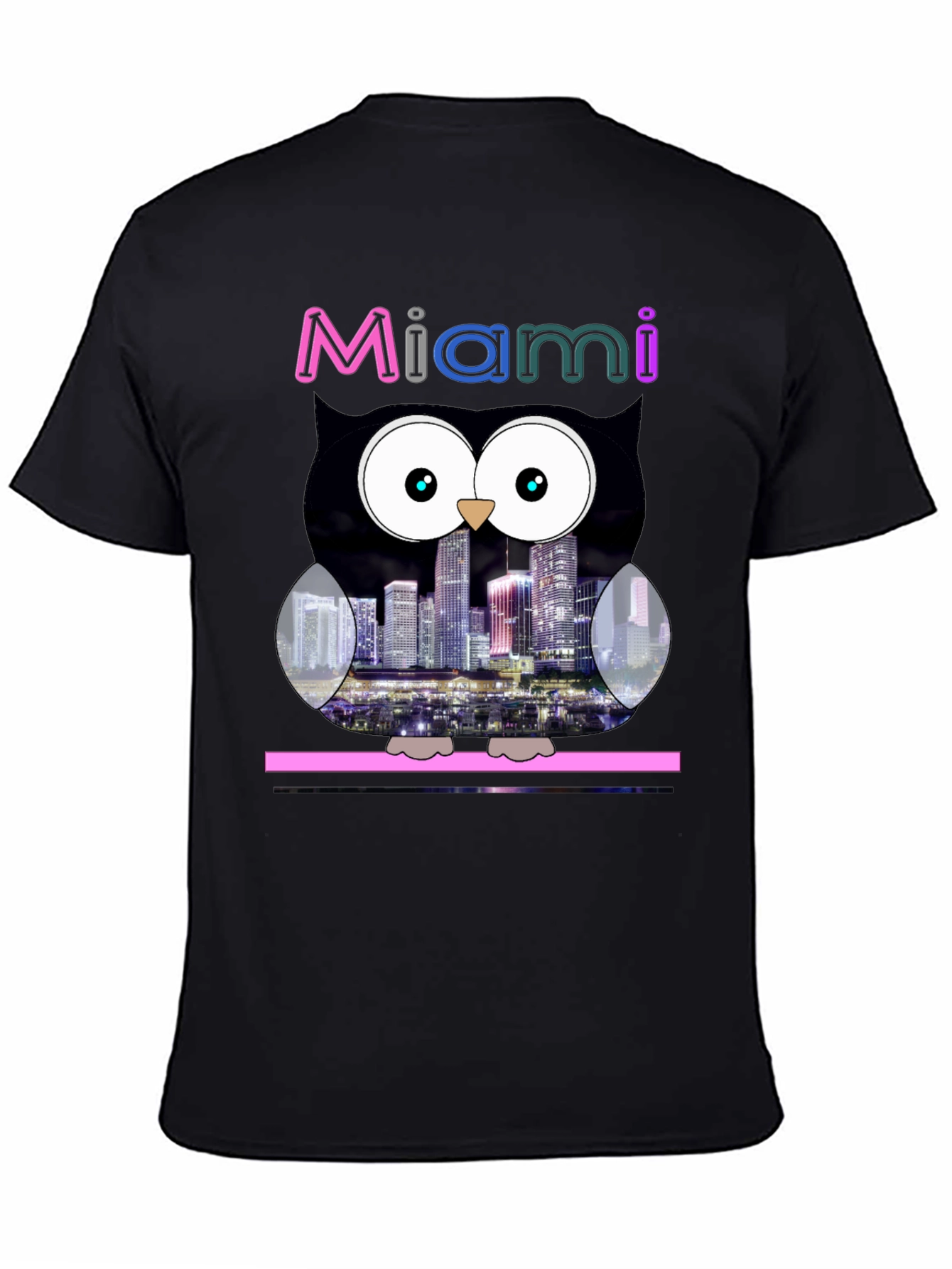 Miami Owl Graphic Tee - City Skyline Design