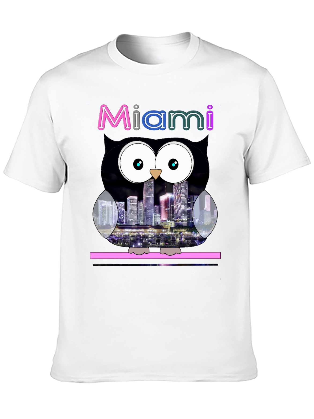 Miami Owl Graphic Tee - City Skyline Design