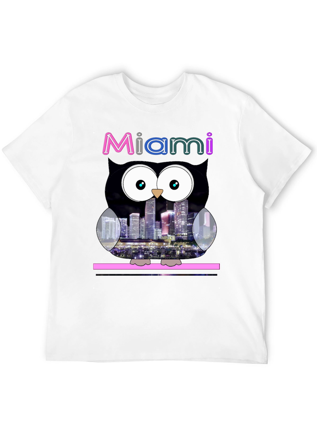 Miami Owl Graphic Tee - City Skyline Design