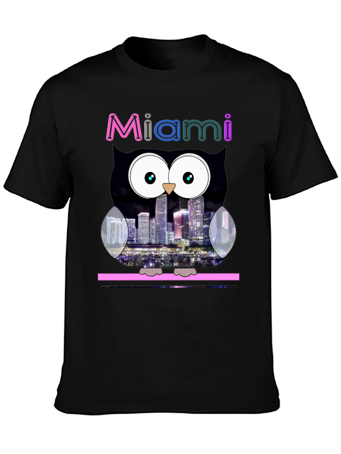 Miami Owl Graphic Tee - City Skyline Design