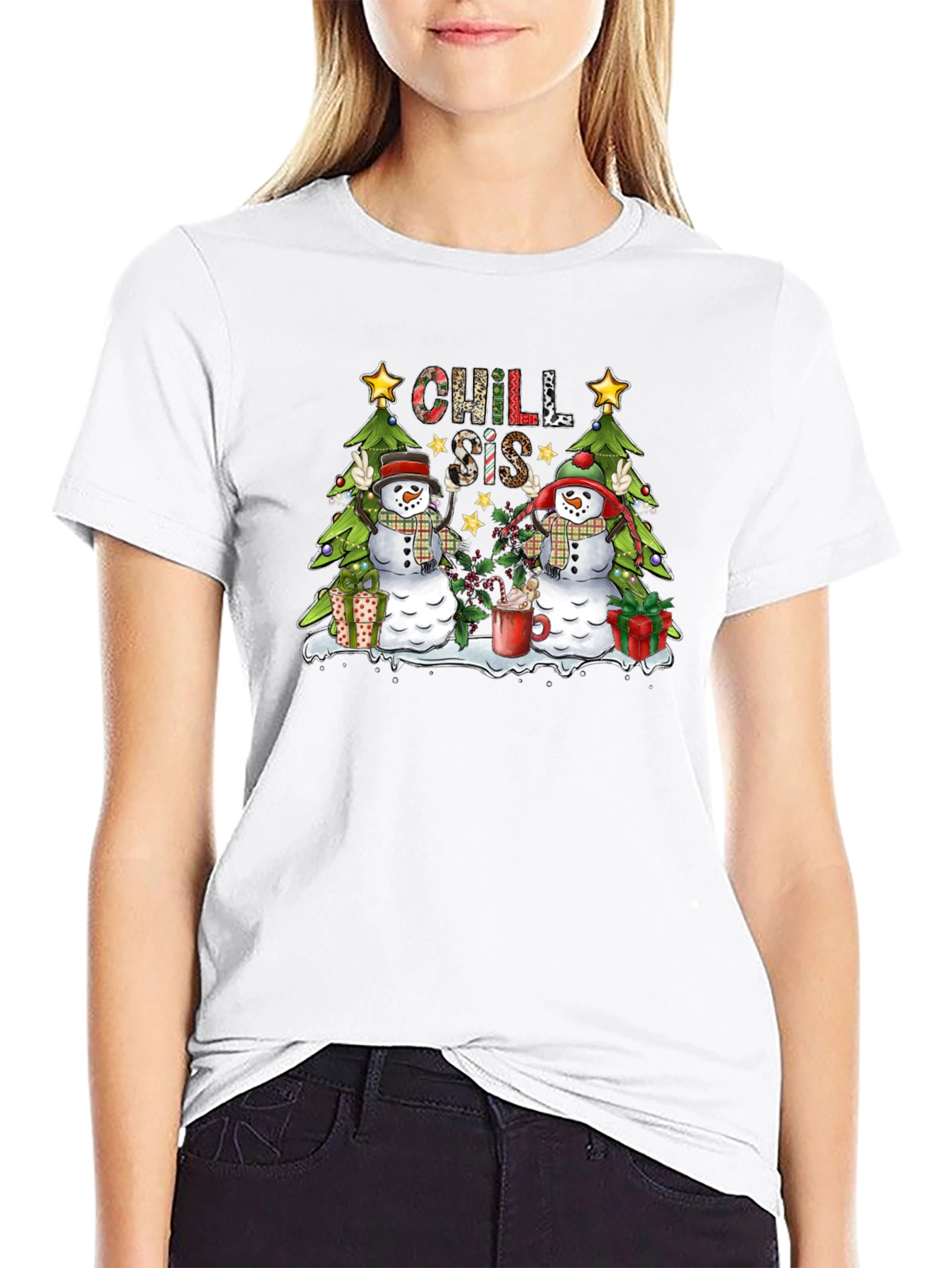 Chill Sis Christmas Snowman Graphic Tee