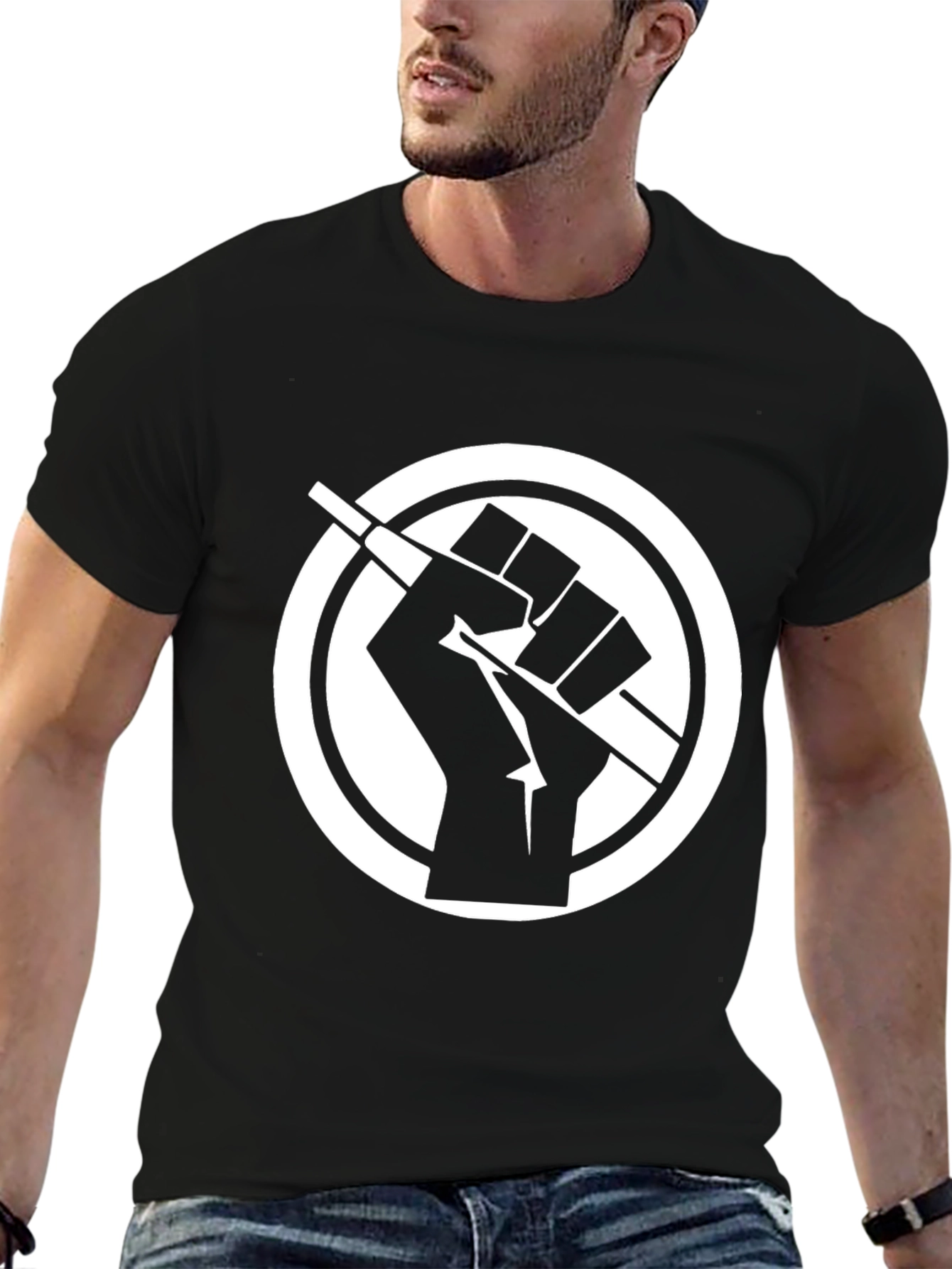 Symbolic Graphic Tee - Fist Breaking Stick