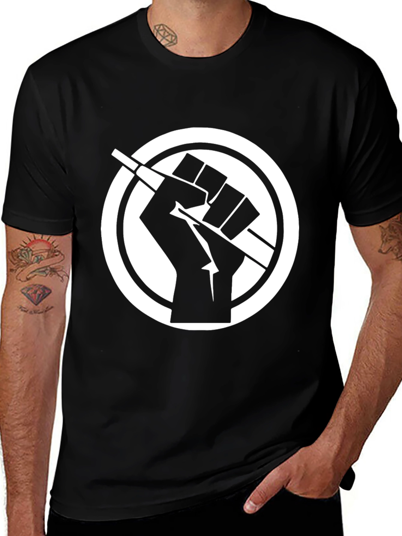 Symbolic Graphic Tee - Fist Breaking Stick