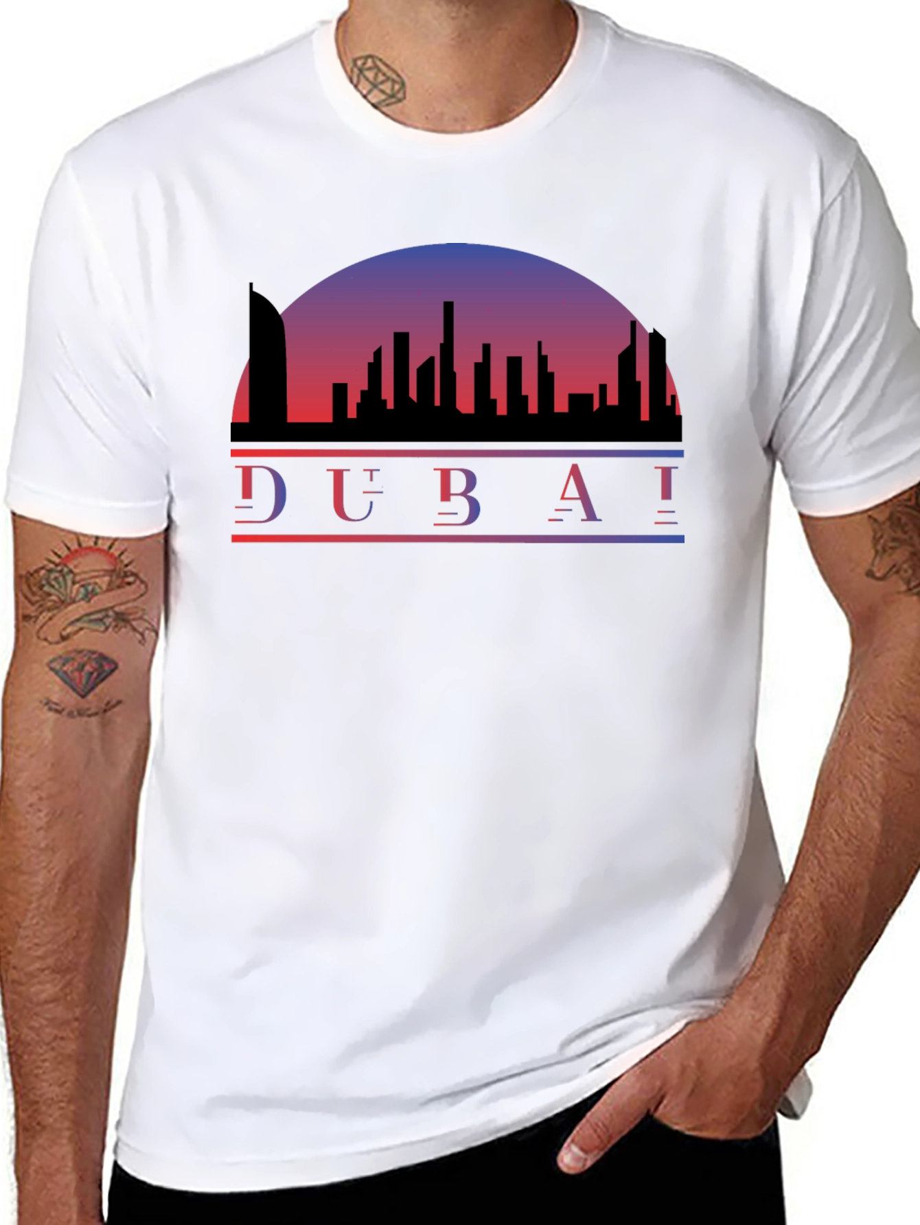 Dubai Skyline Black T-Shirt - Cityscape Tee
