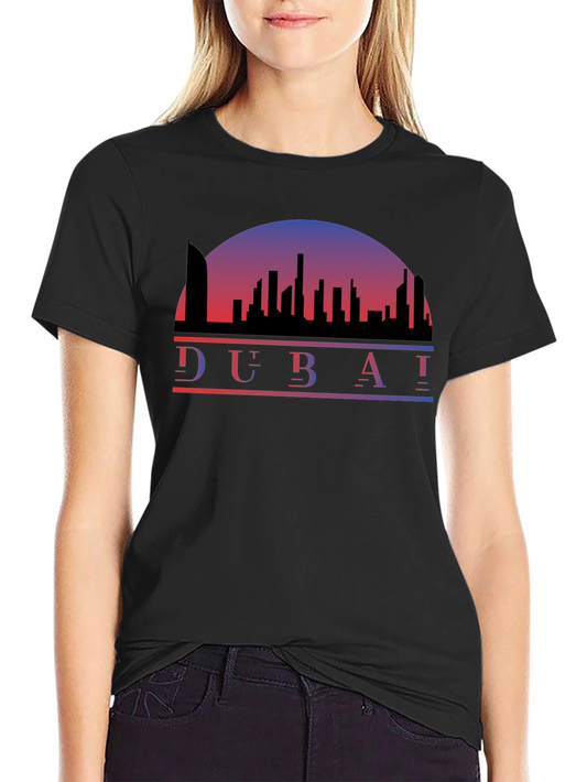Dubai Skyline Black T-Shirt - Cityscape Tee