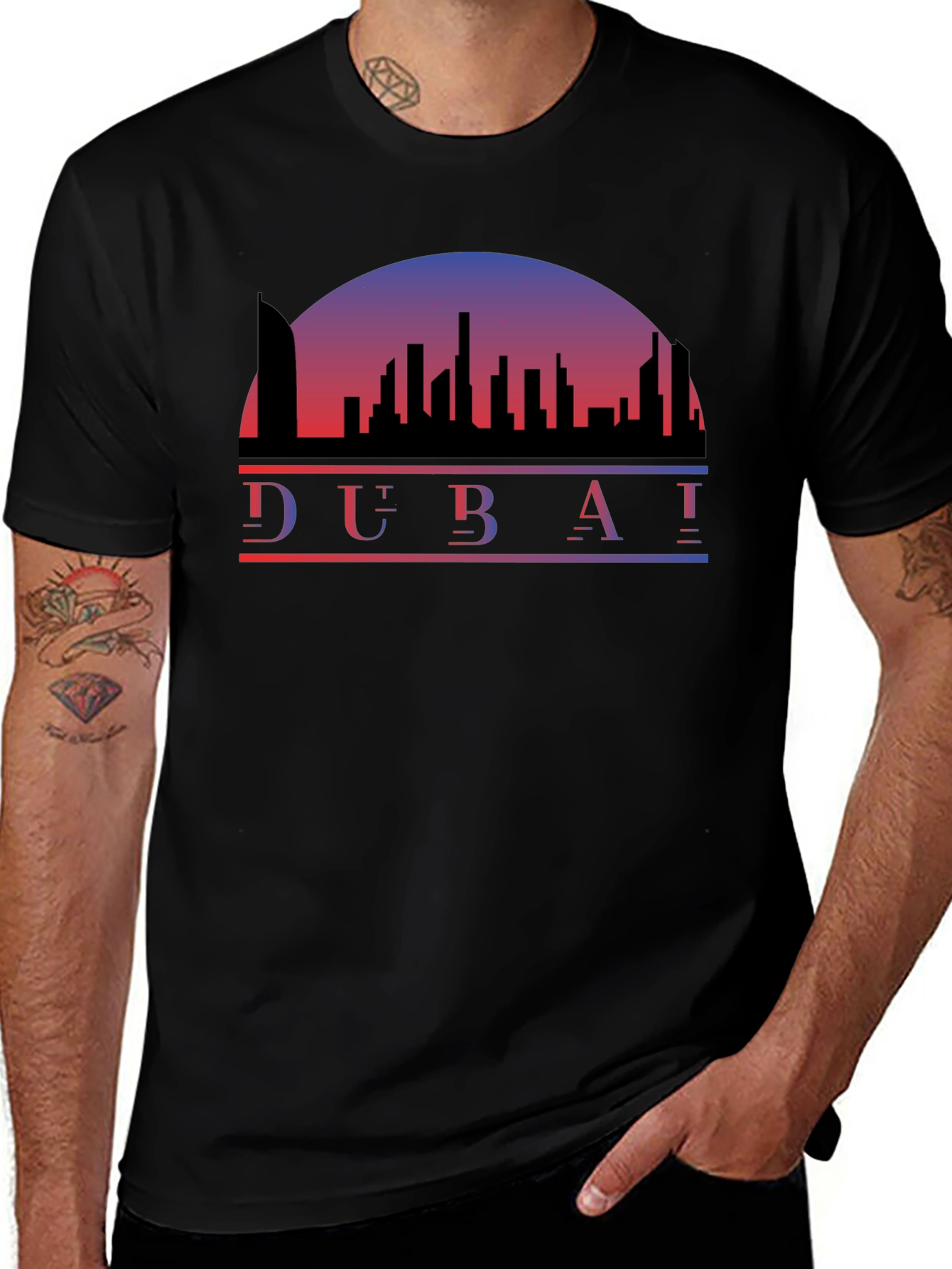 Dubai Skyline Black T-Shirt - Cityscape Tee