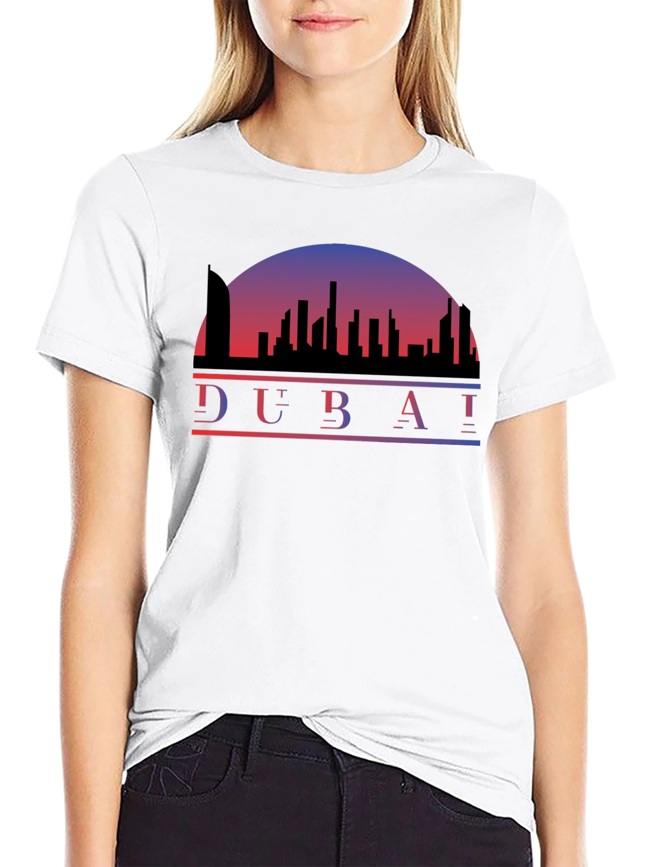 Dubai Skyline Black T-Shirt - Cityscape Tee