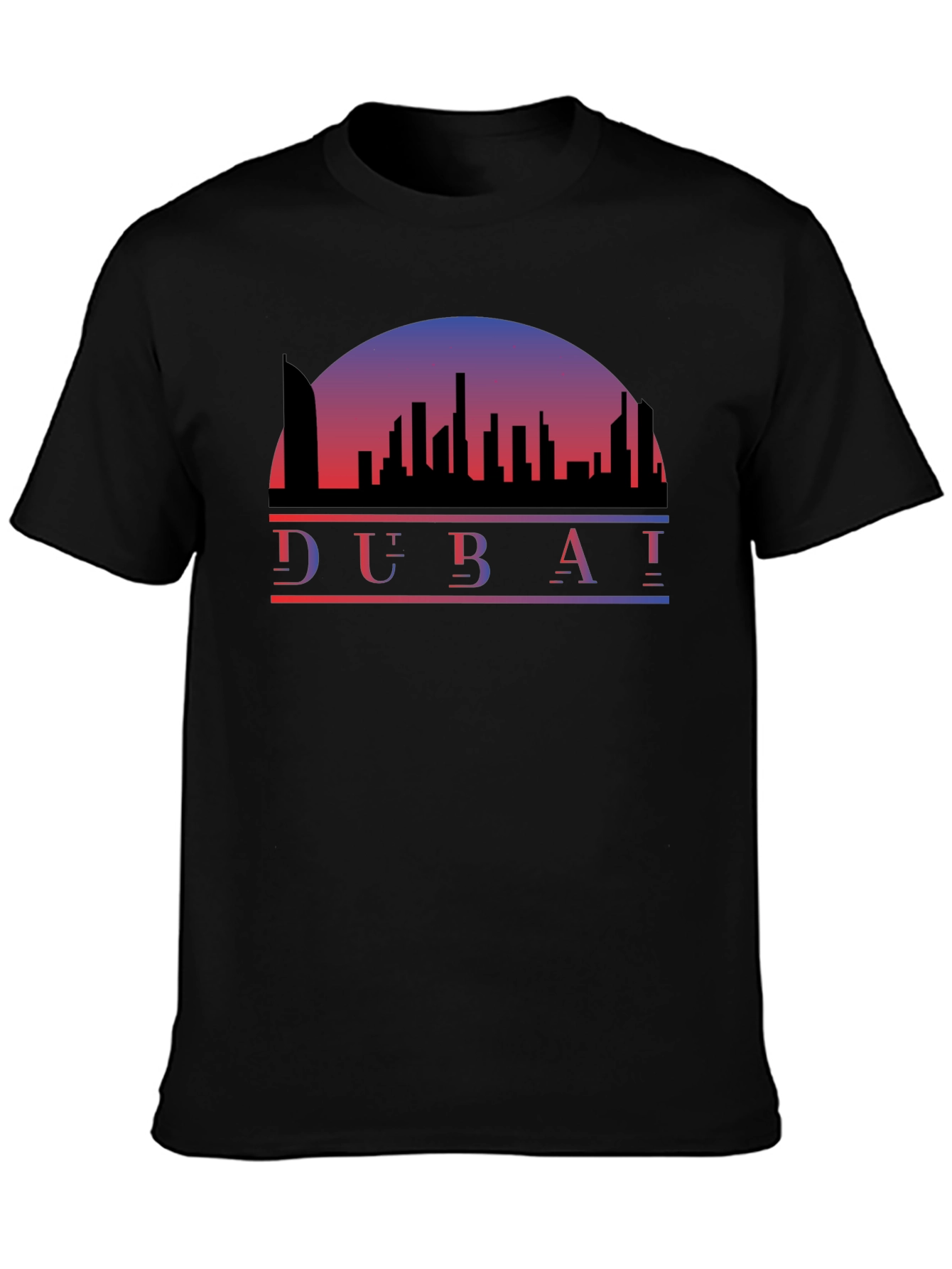 Dubai Skyline Black T-Shirt - Cityscape Tee