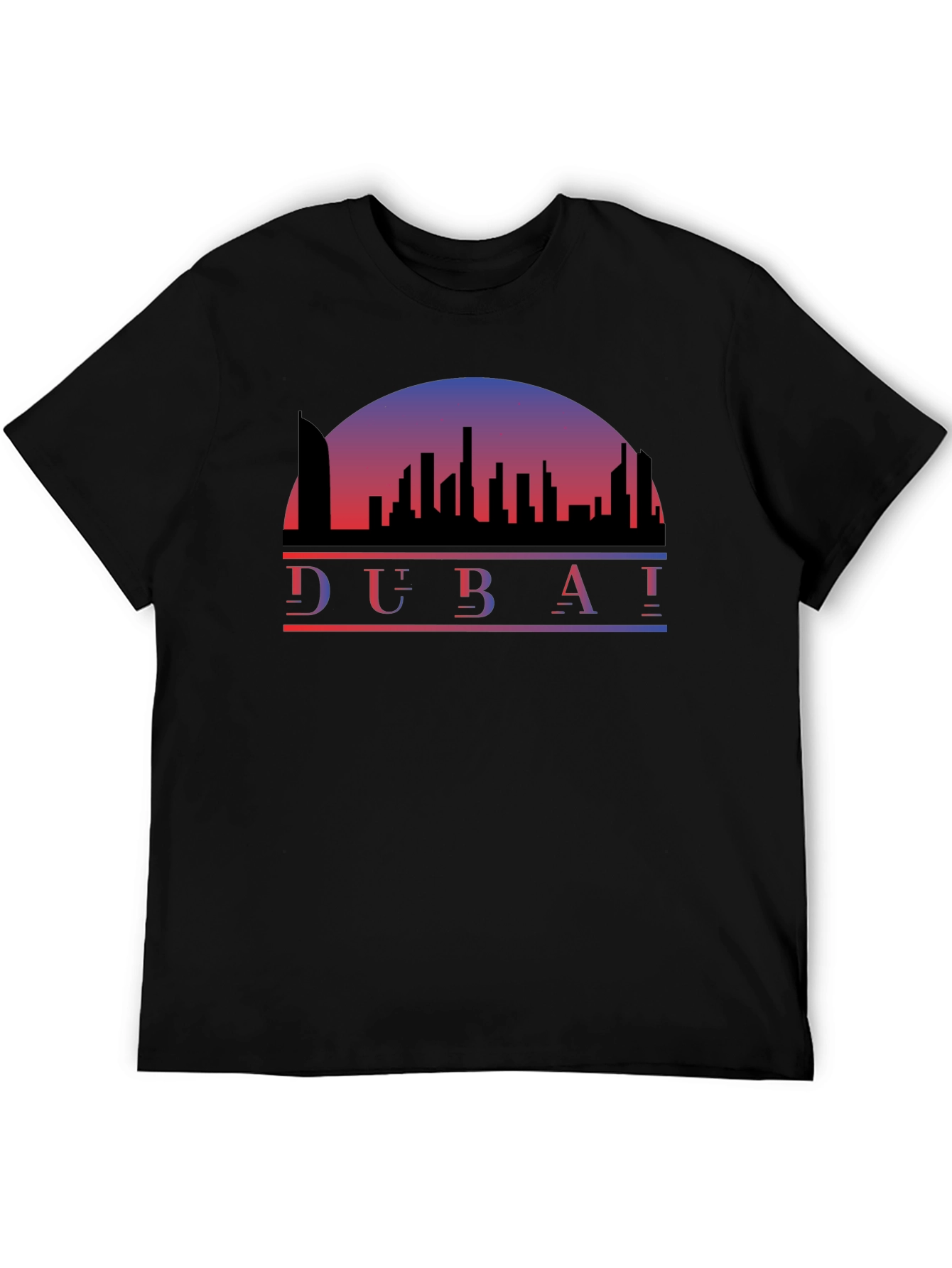 Dubai Skyline Black T-Shirt - Cityscape Tee