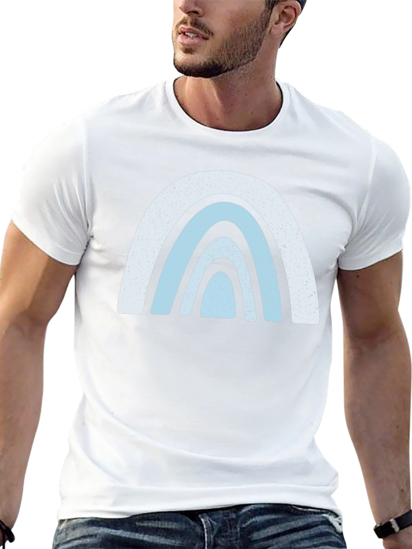 Retro Rainbow Graphic Tee - Black Cotton Comfort