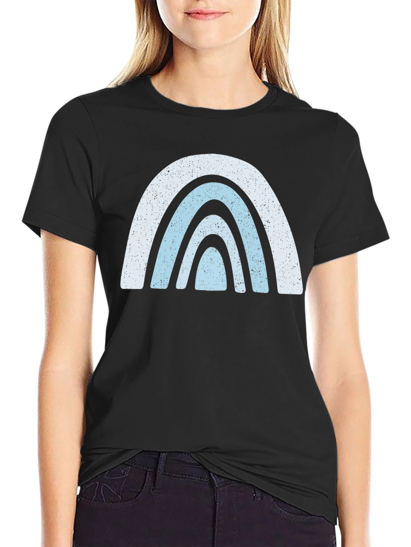 Retro Rainbow Graphic Tee - Black Cotton Comfort