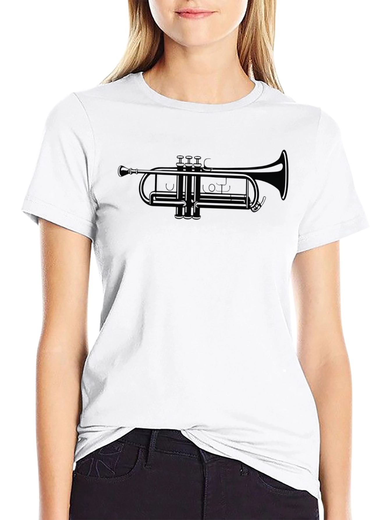 Trumpet Graphic Tee - Black Musical Instrument Shirt