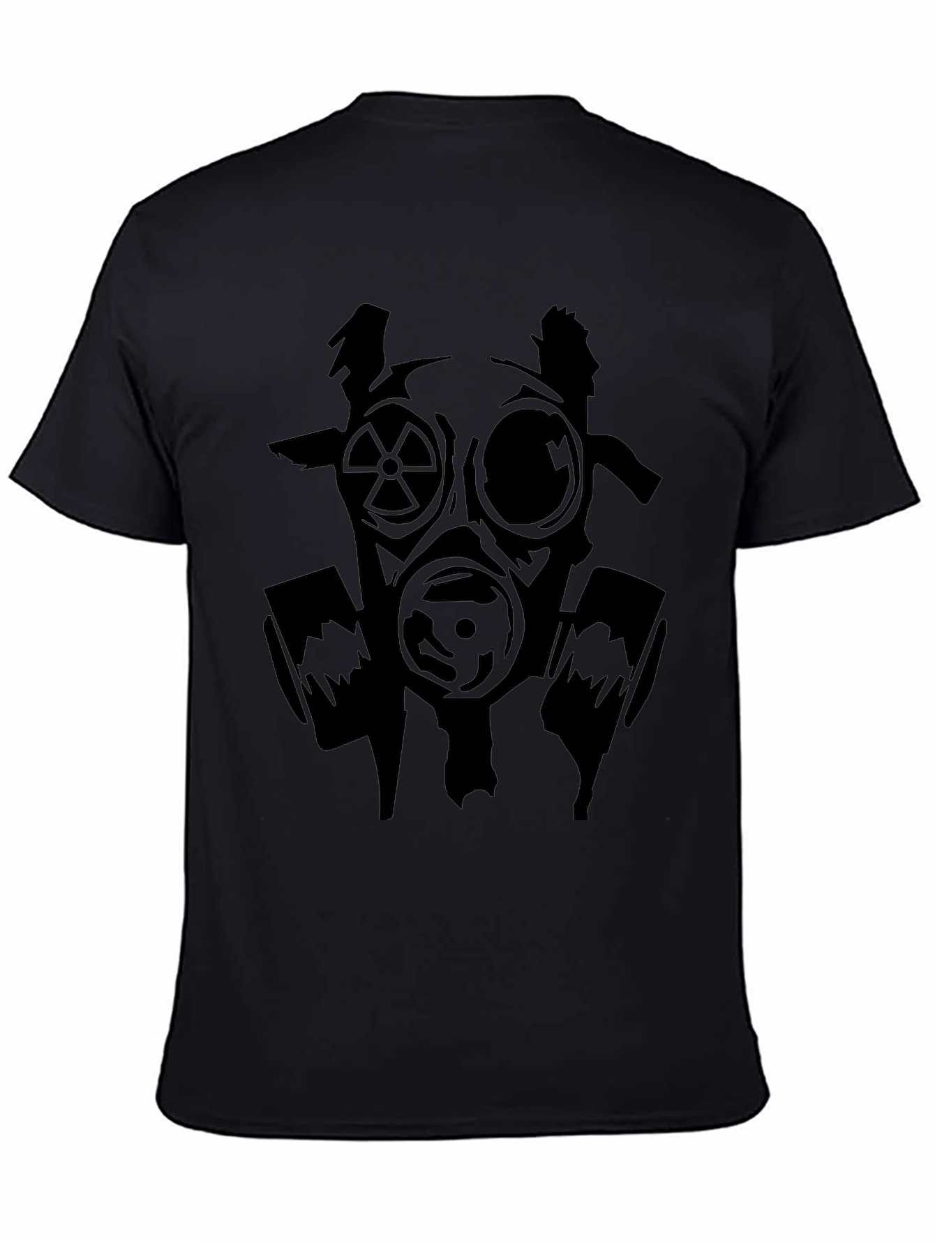 Black Graphic Tee - Gas Mask Design