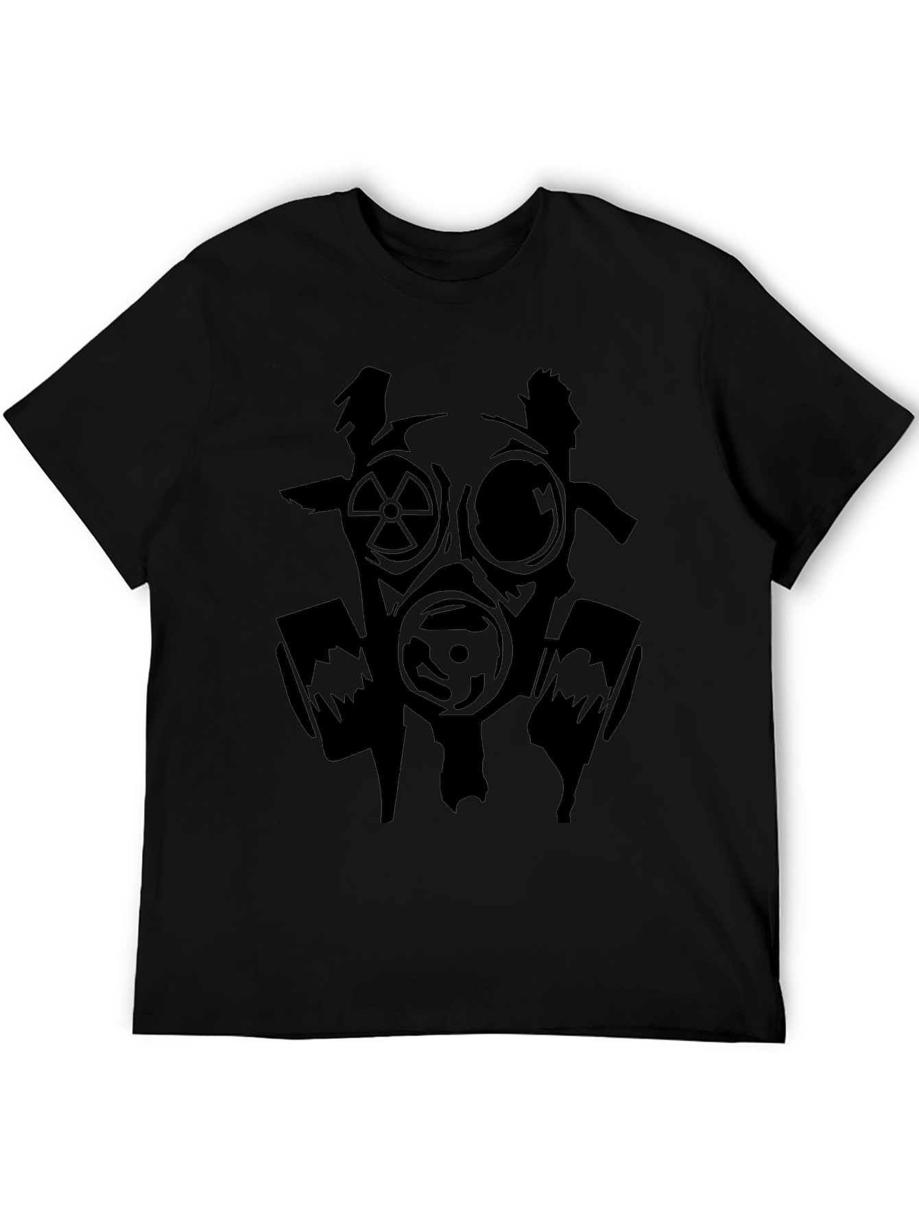 Black Graphic Tee - Gas Mask Design