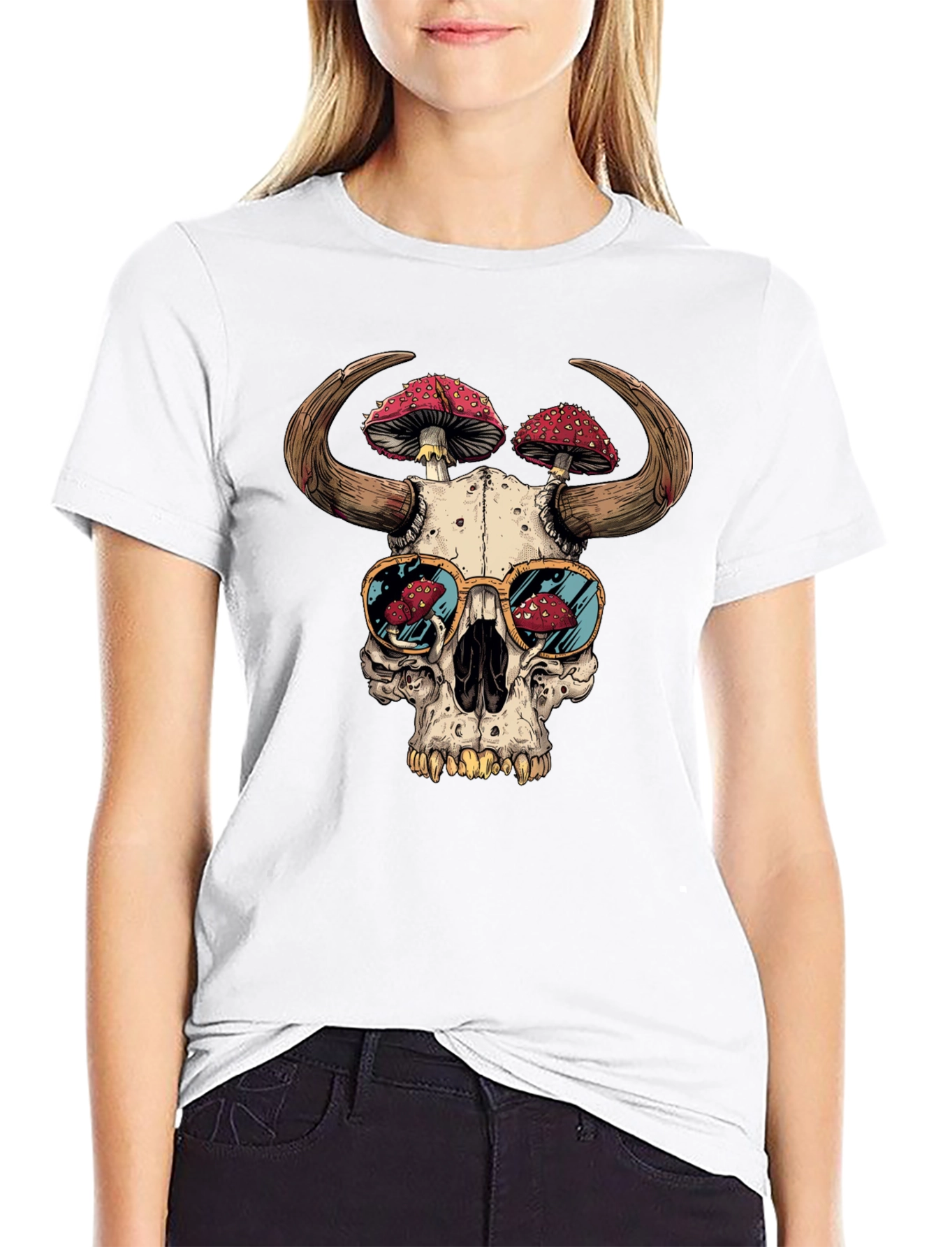 Skull Mushroom Horns T-Shirt