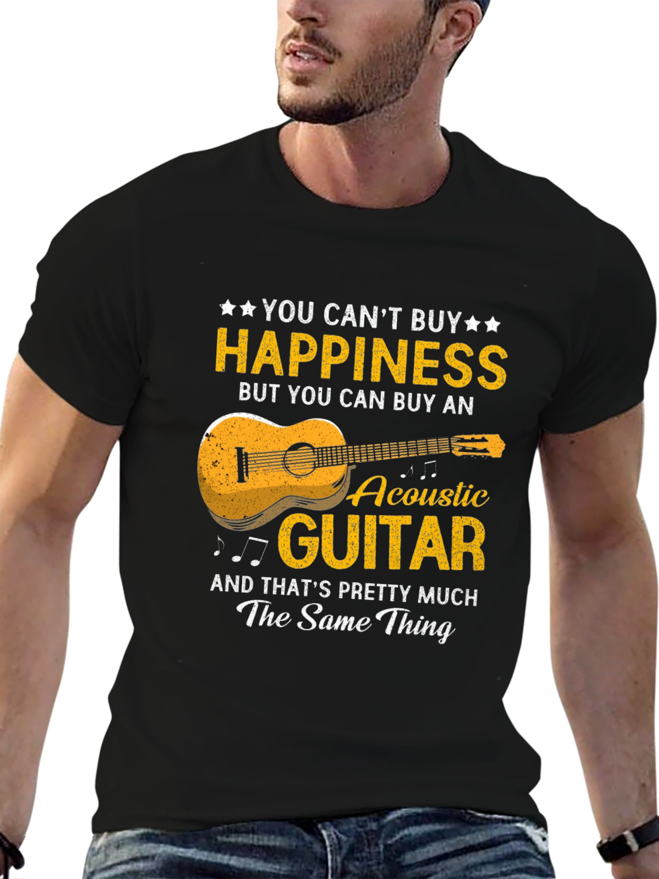 Acoustic Guitar Happiness T-Shirt - Music Lover Gift