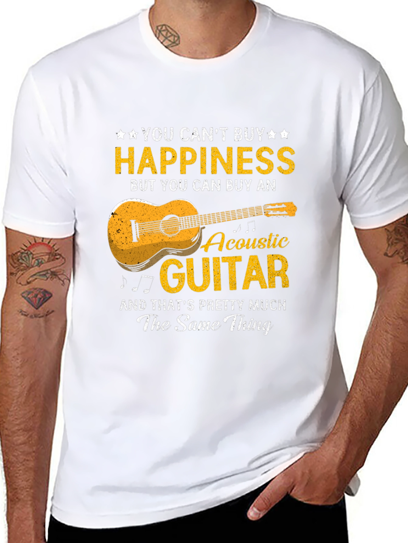 Acoustic Guitar Happiness T-Shirt - Music Lover Gift