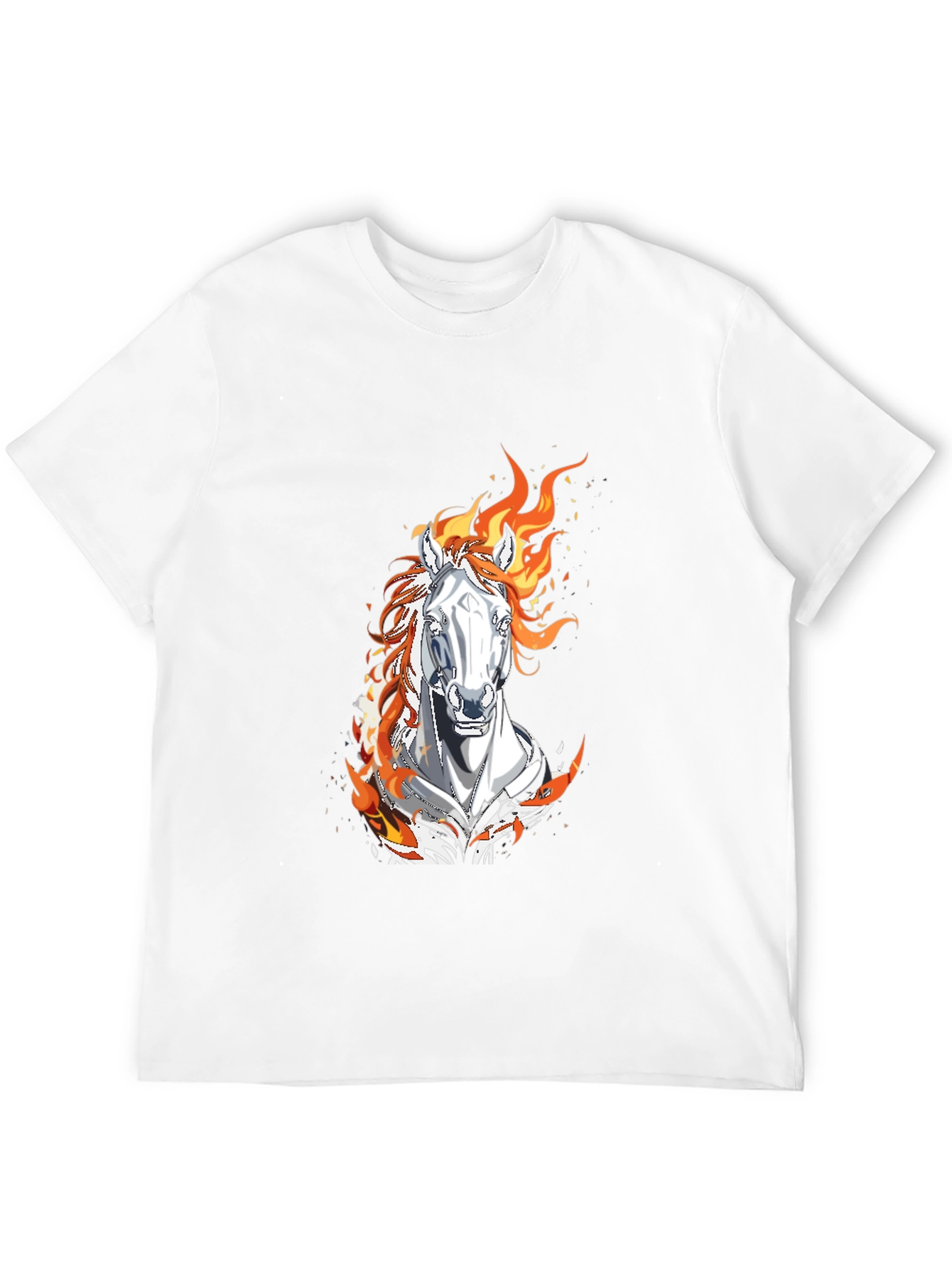 Flaming Horse Graphic Tee - Black Cotton Blend