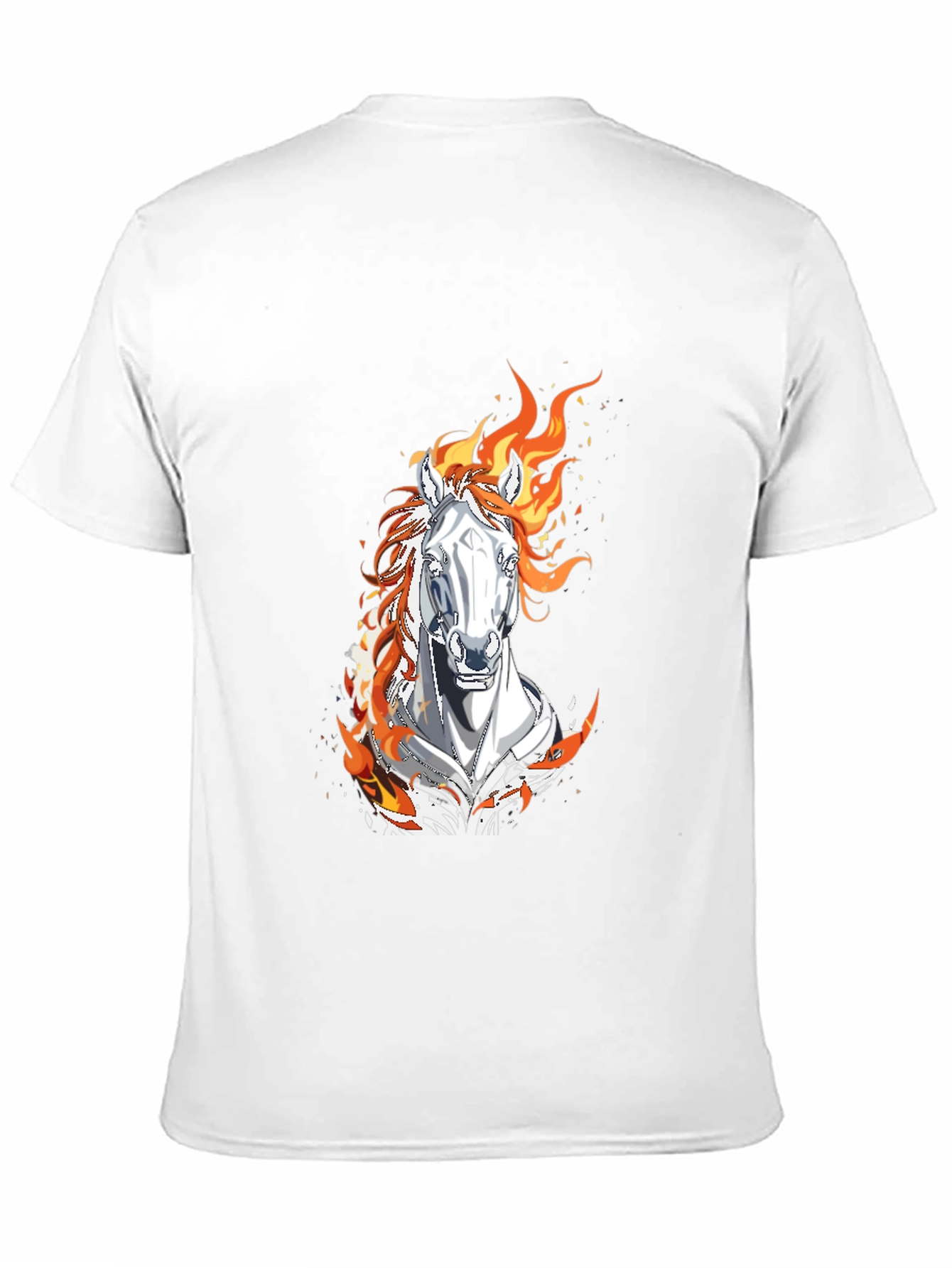 Flaming Horse Graphic Tee - Black Cotton Blend