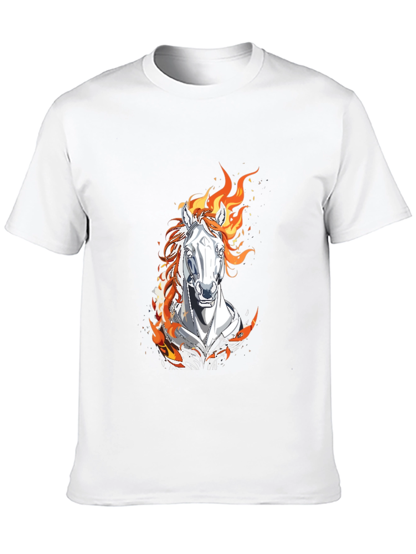 Flaming Horse Graphic Tee - Black Cotton Blend