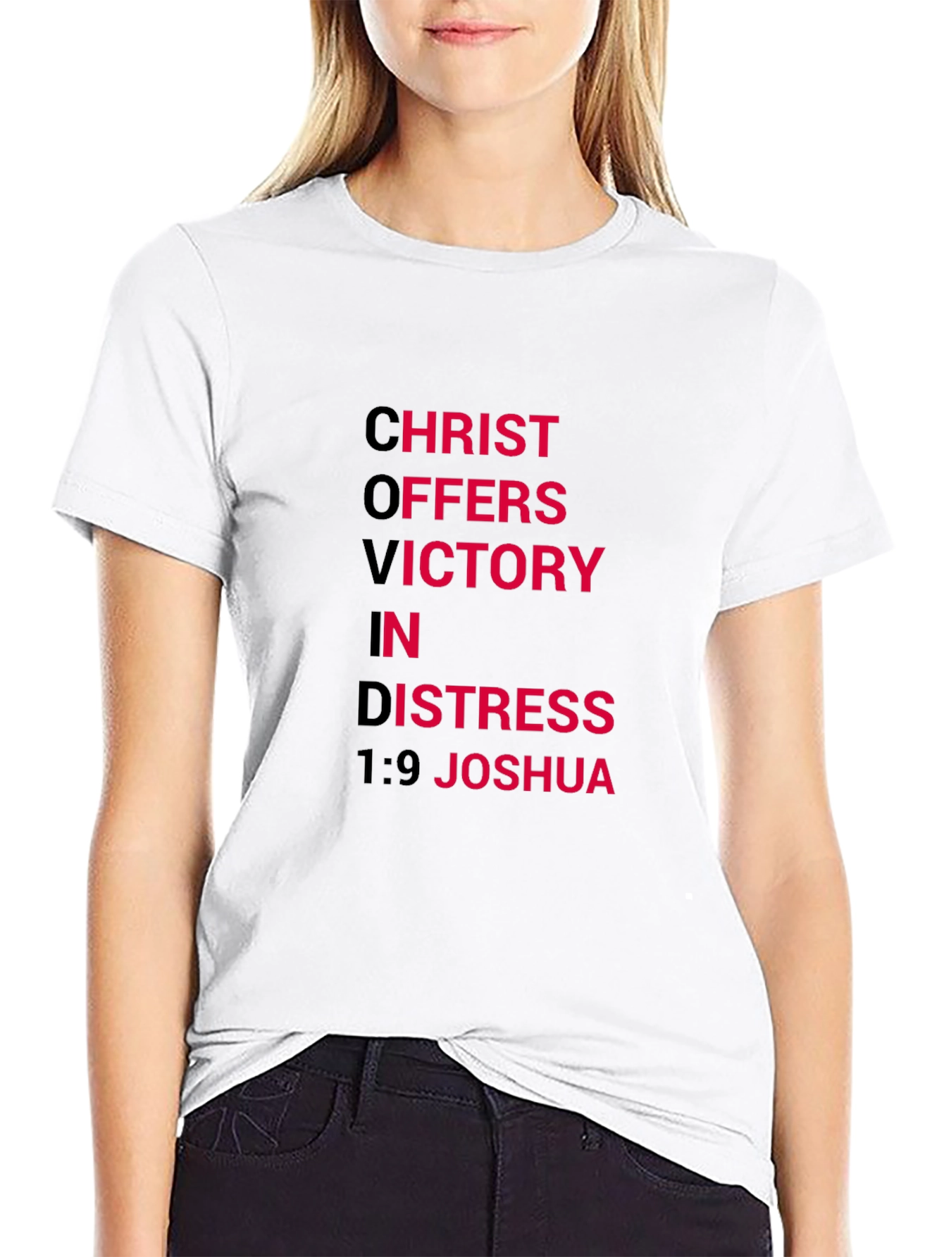 Christ Offers Victory in Distress Black T-Shirt