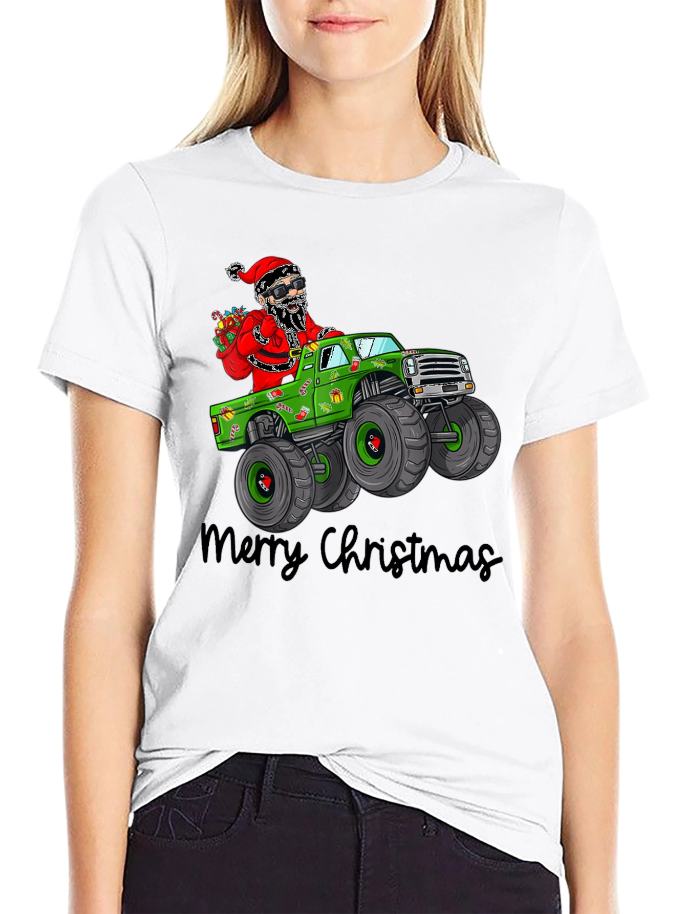 Christmas Santa Monster Truck T-Shirt