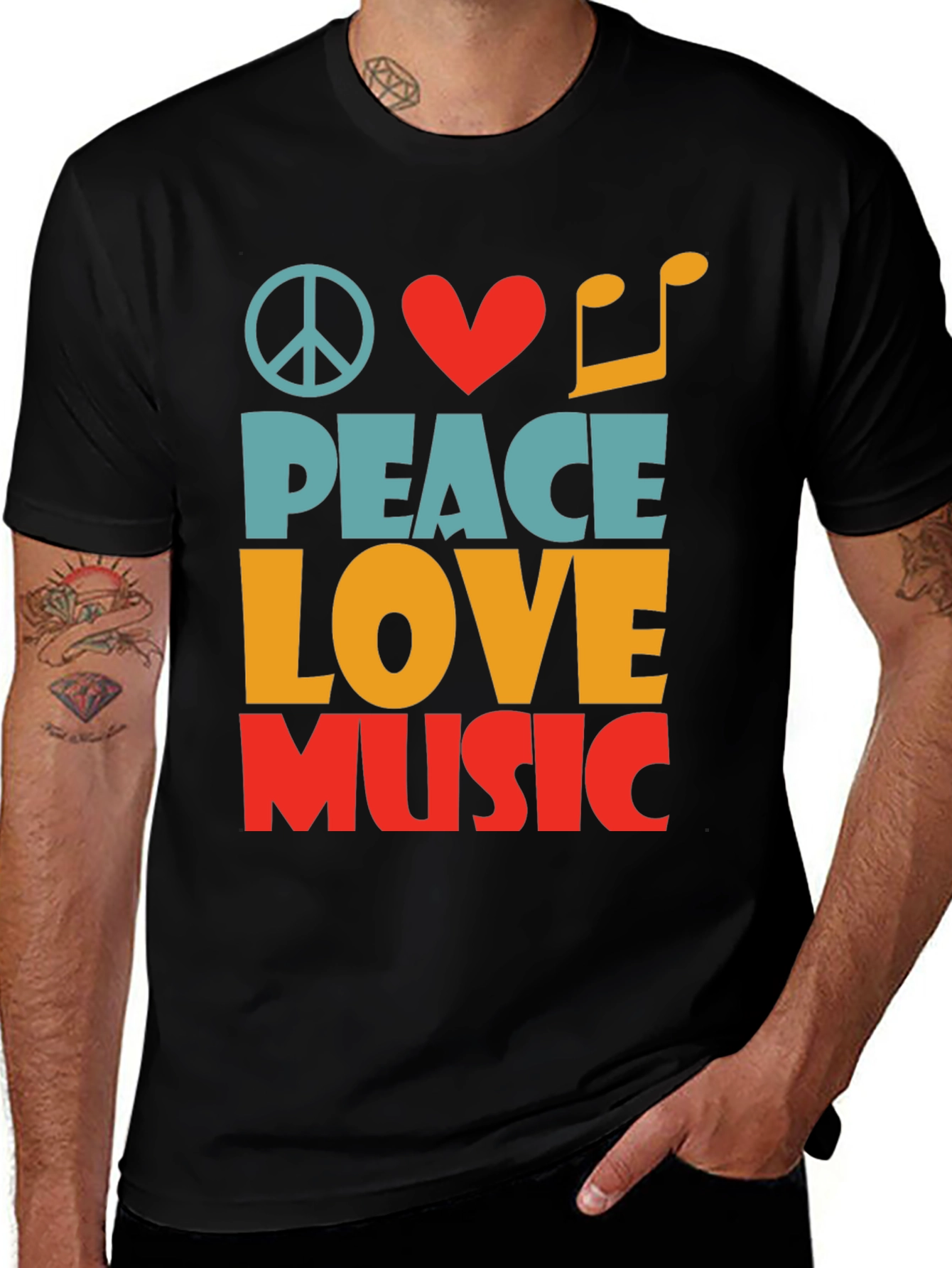 Peace Love Music Graphic T-Shirt